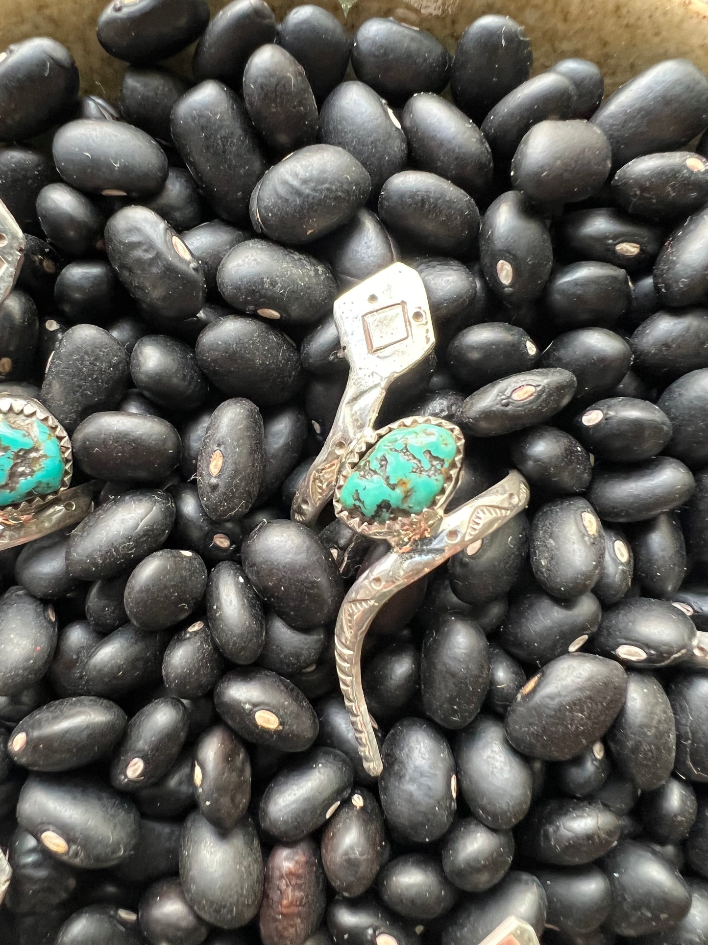 Hand stamped Snake with nugget Turquoise