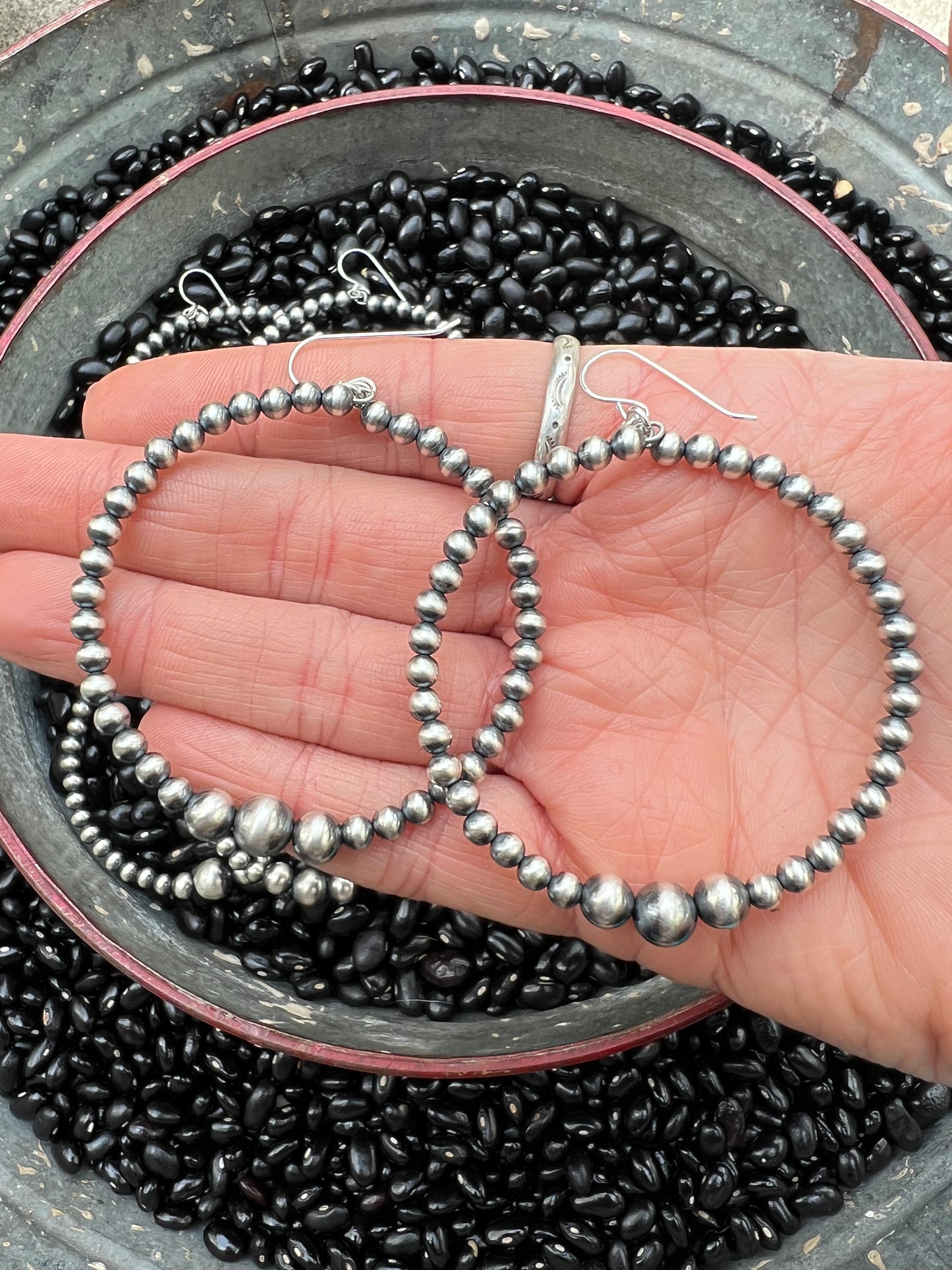 Sterling Silver Pearl Hoops