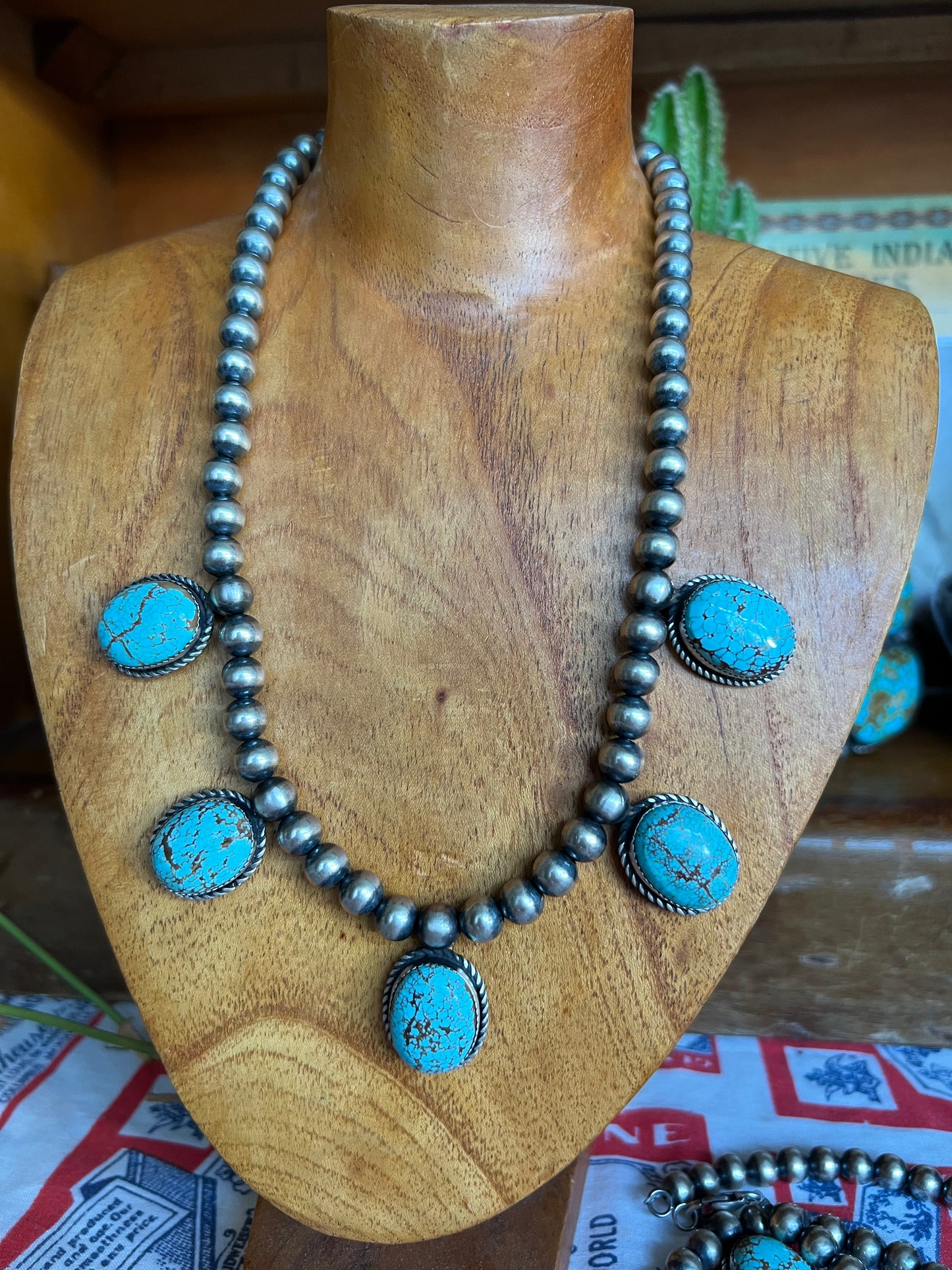 Turquoise 5 Stone Statement Necklace