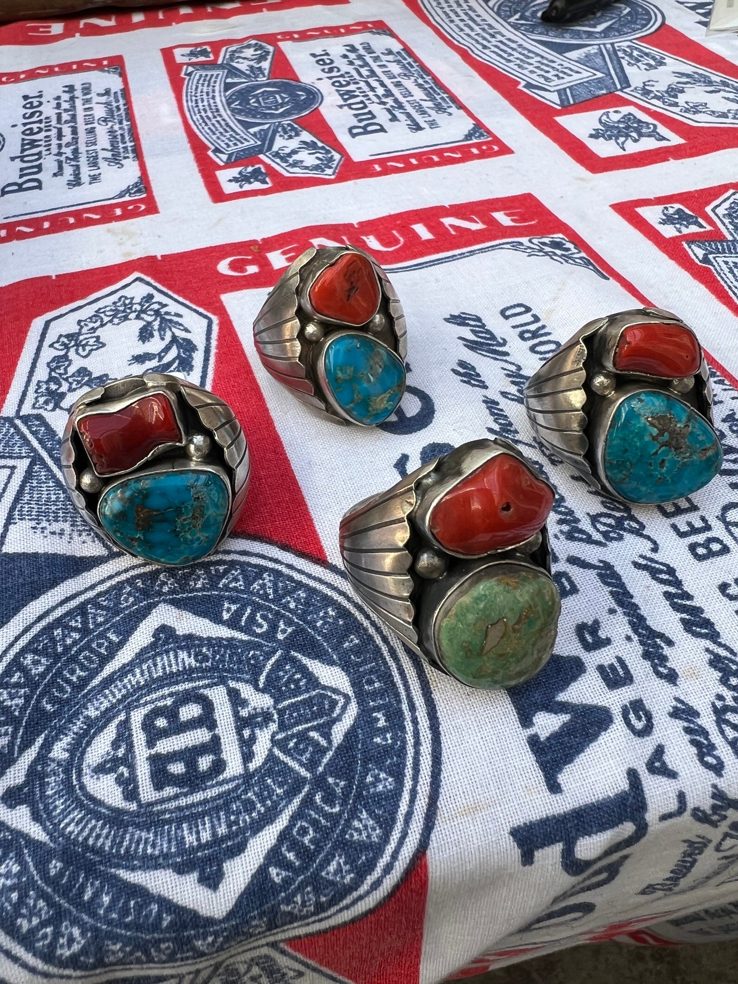Heavy Mens Turquoise Vintage Style Ring