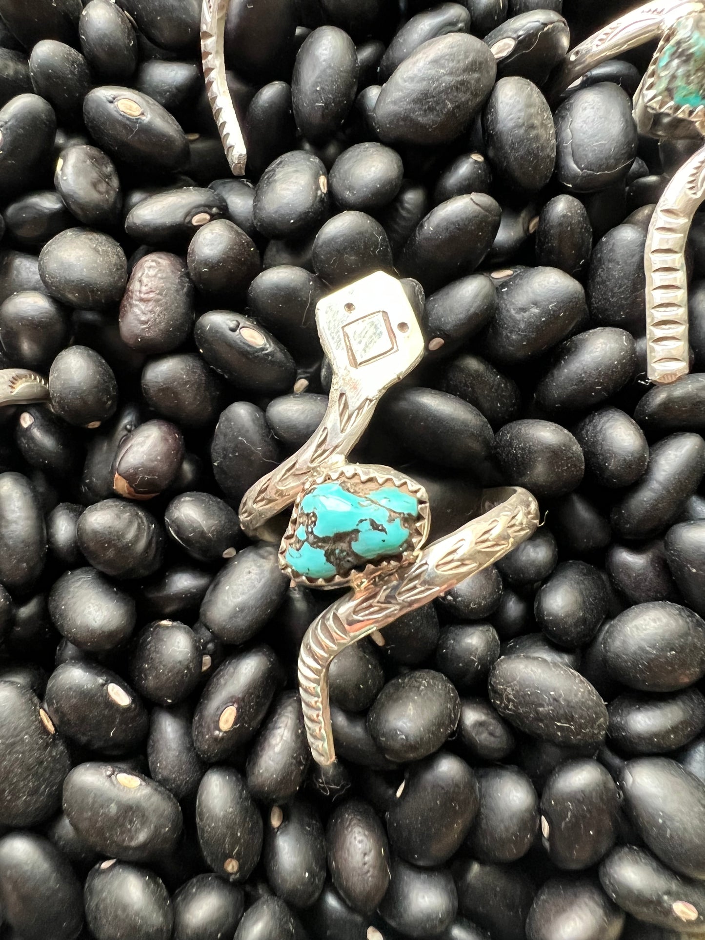 Hand stamped Snake with nugget Turquoise