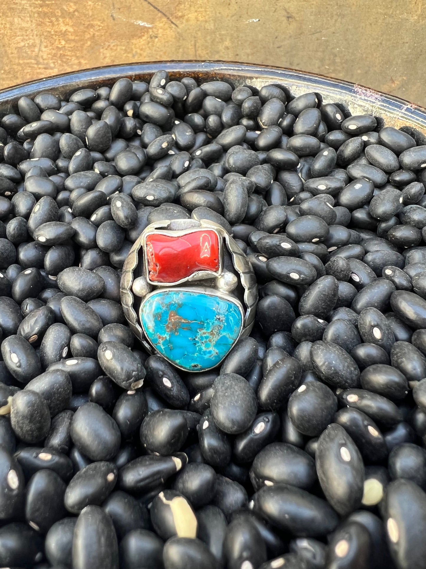 Heavy Mens Turquoise Vintage Style Ring
