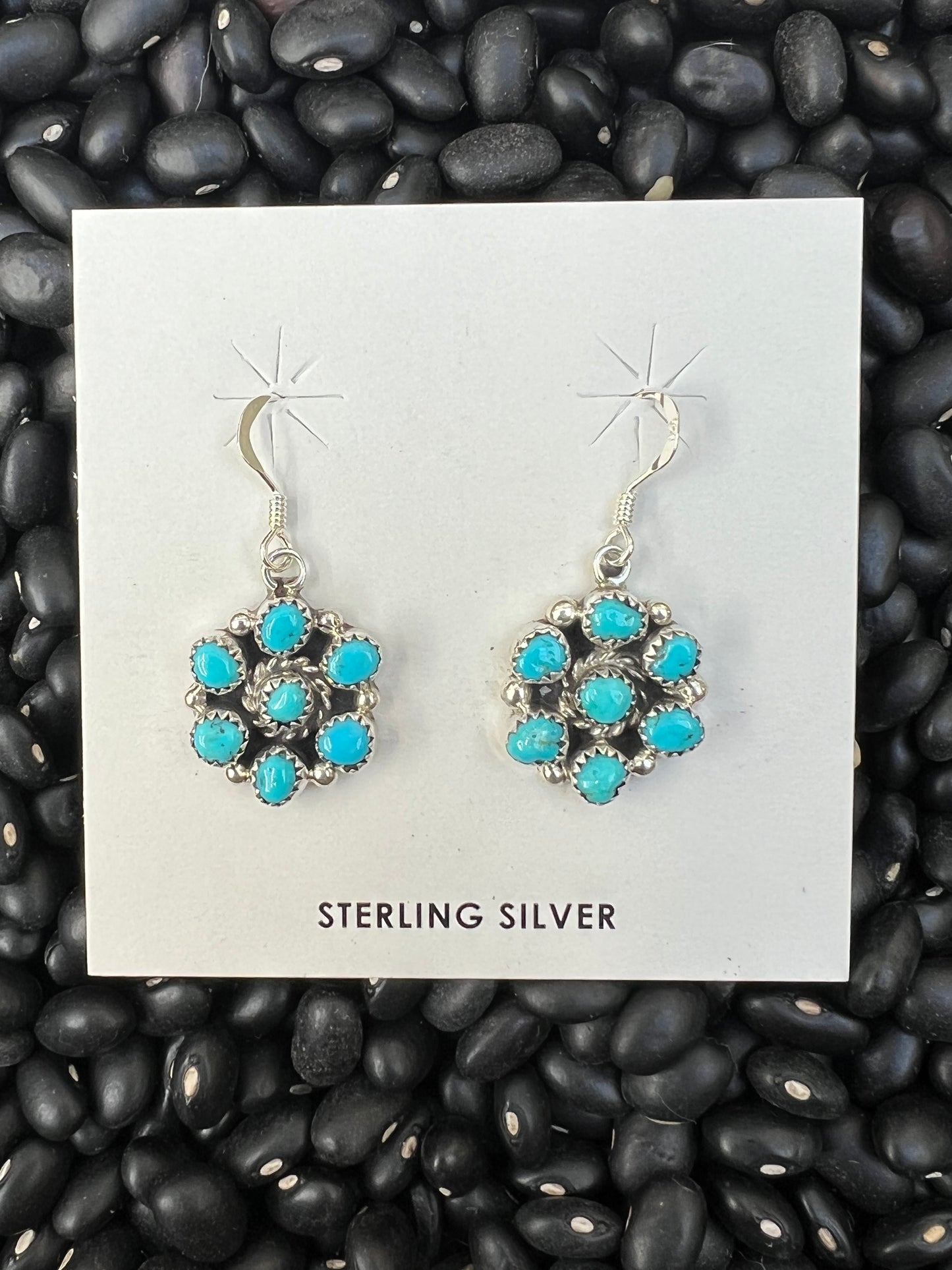 Genuine Turquoise Cluster Earrings