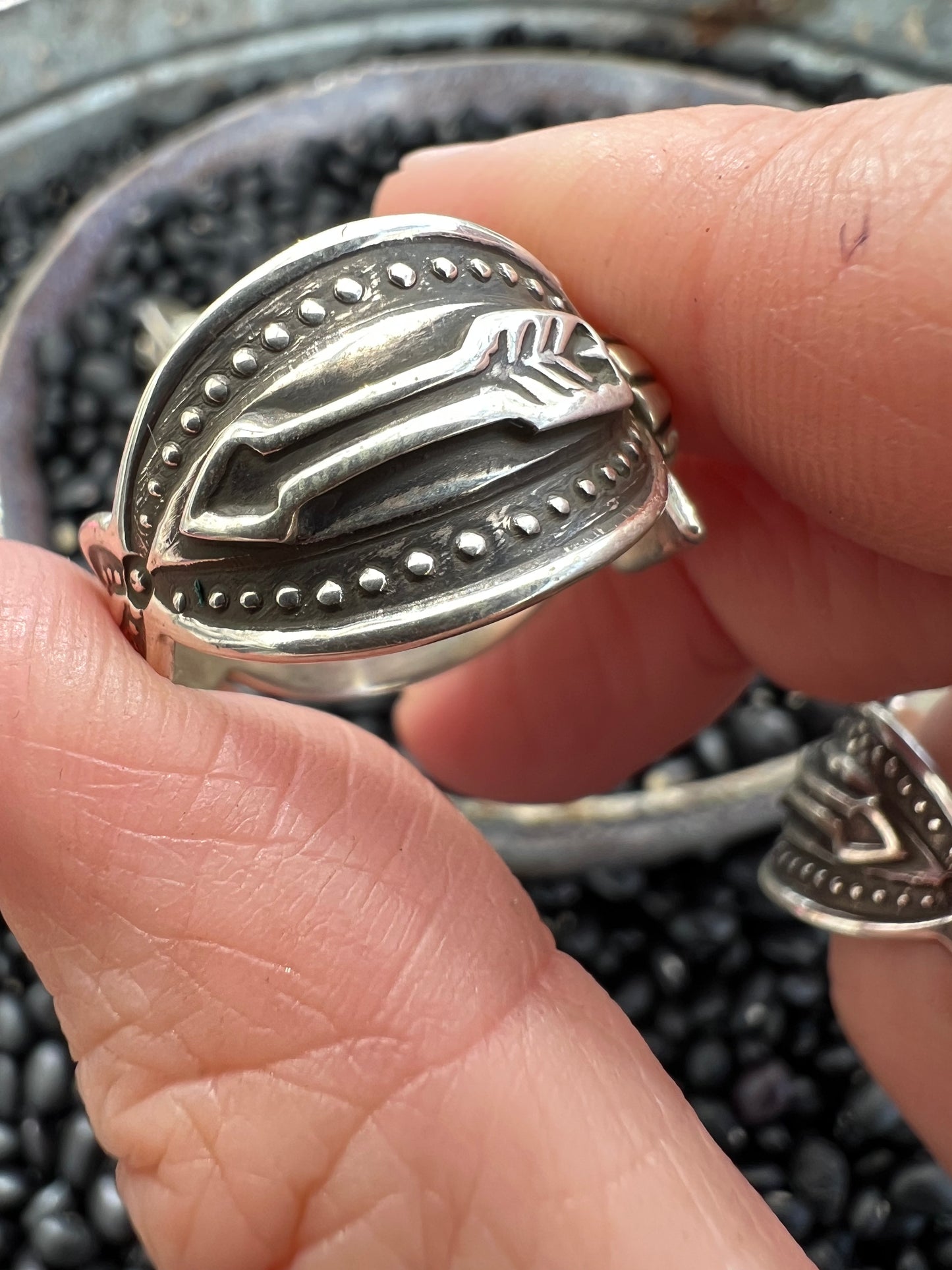 Hand Stamped Thunderbird Ring