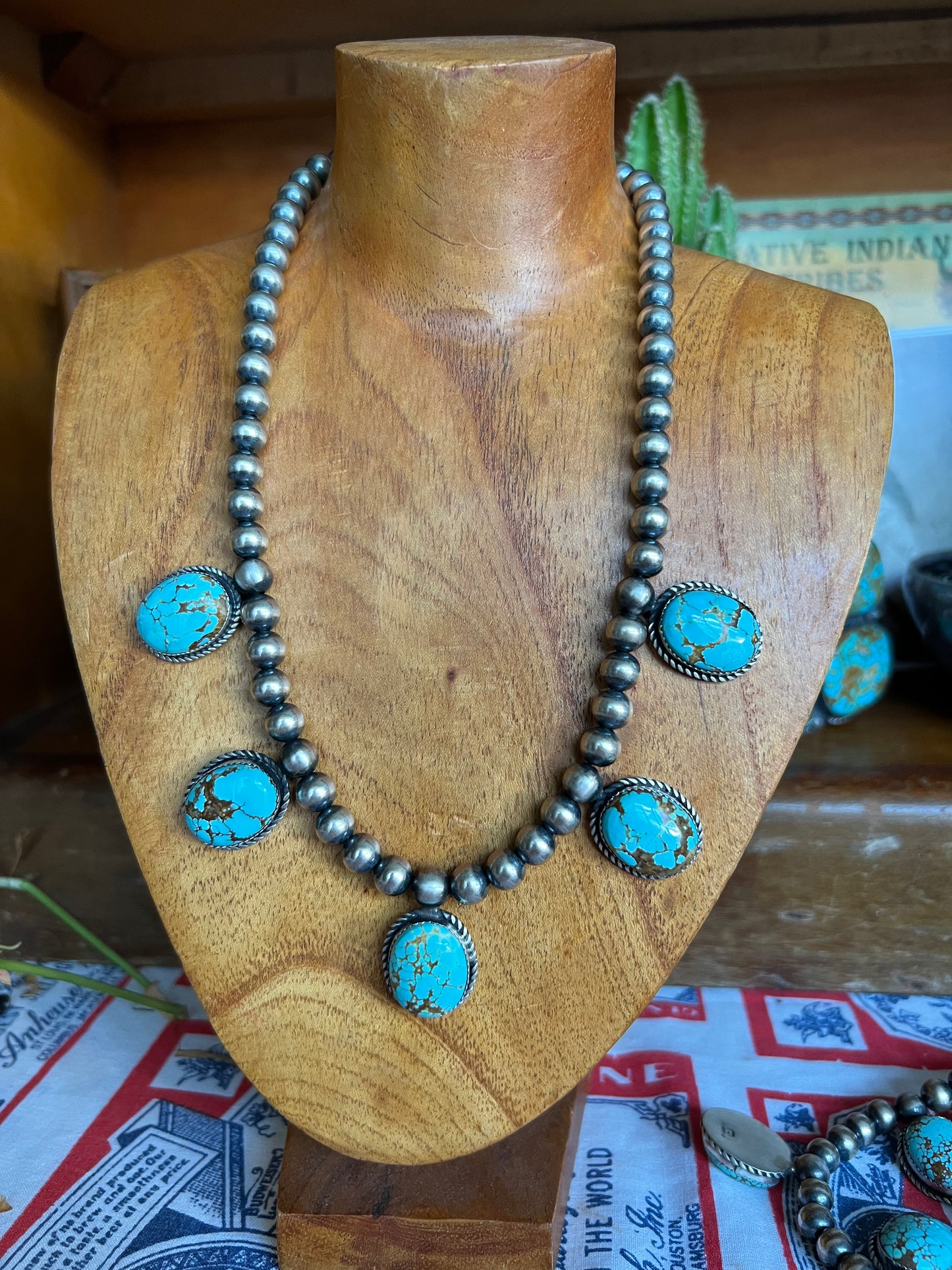 Turquoise 5 Stone Statement Necklace