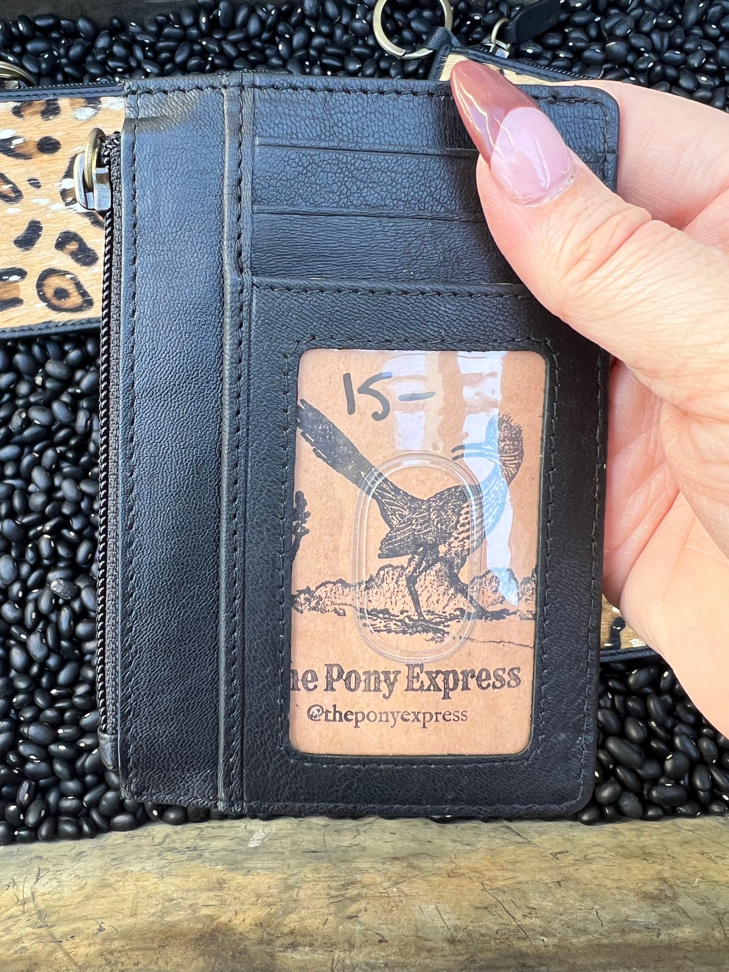 Leopard Cowhide Card Case with keychain