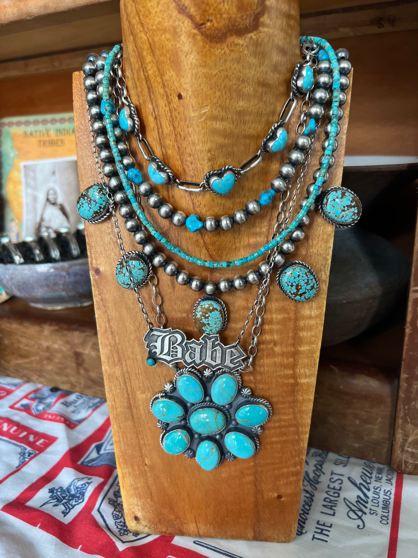 Turquoise 5 Stone Statement Necklace