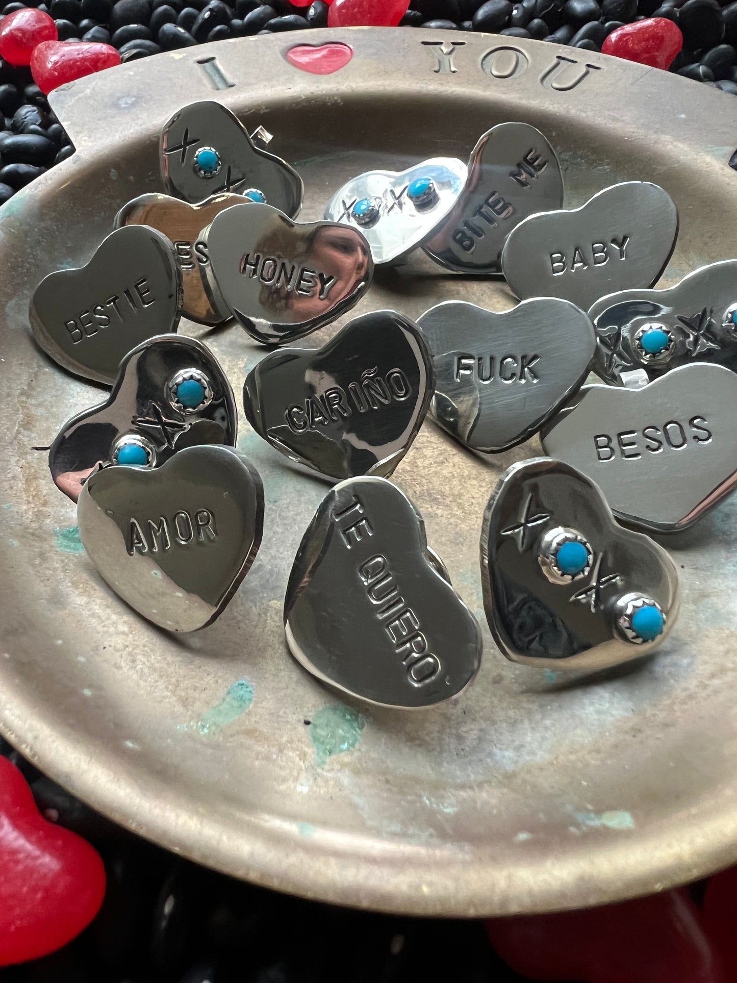 Conversation Heart Pendant or Hat Pin