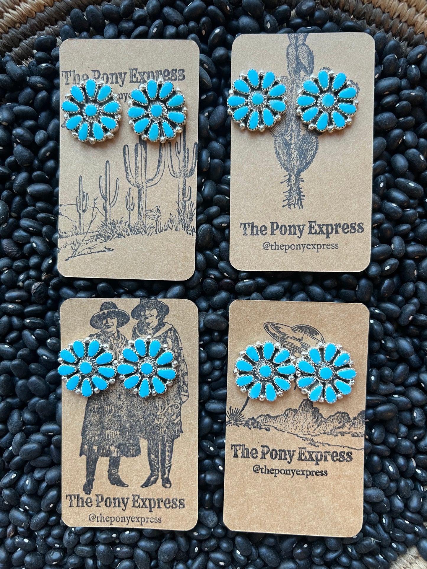 Sleeping Beauty Turquoise cluster stud earrings