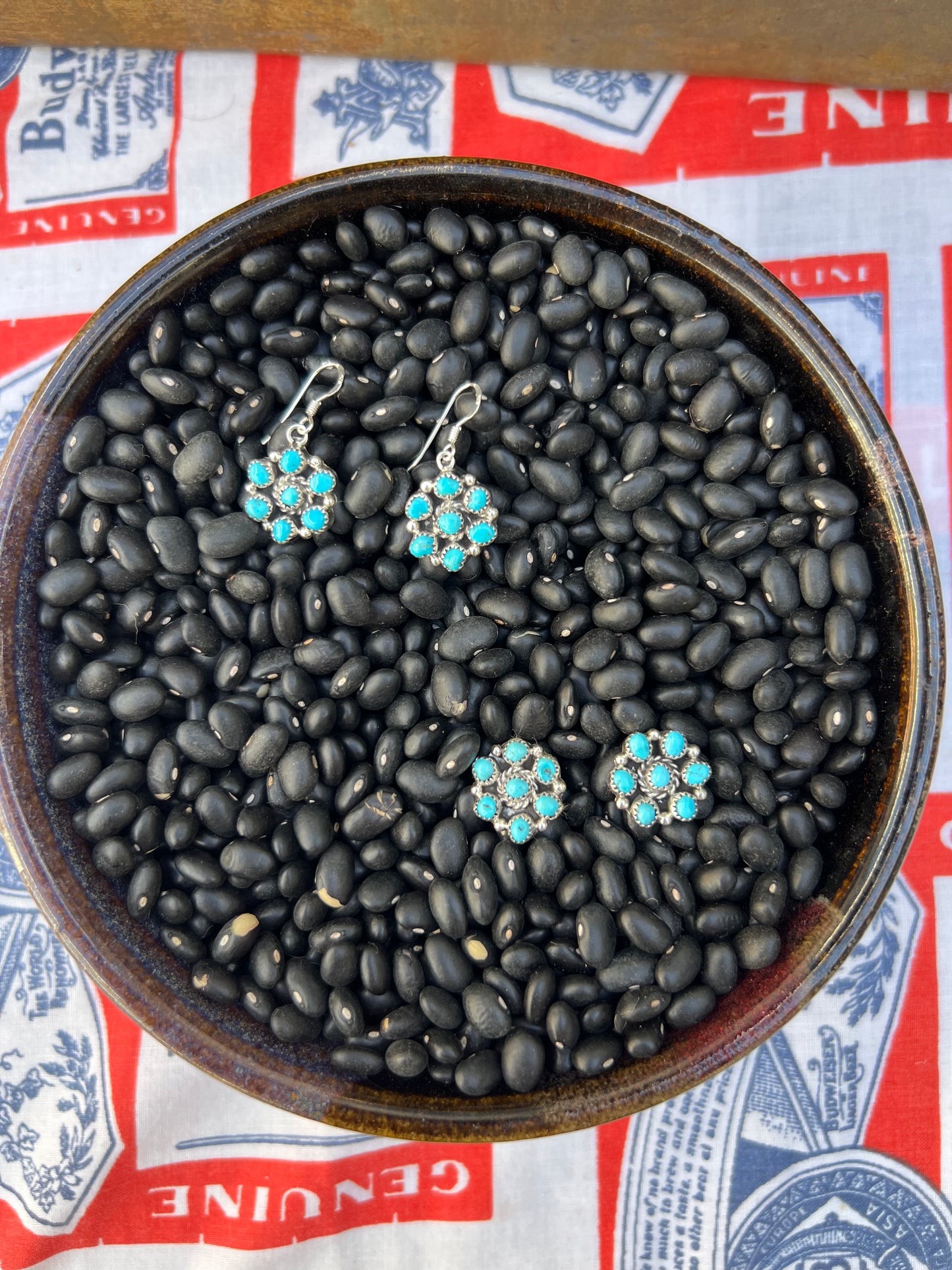 Genuine Turquoise Cluster Earrings