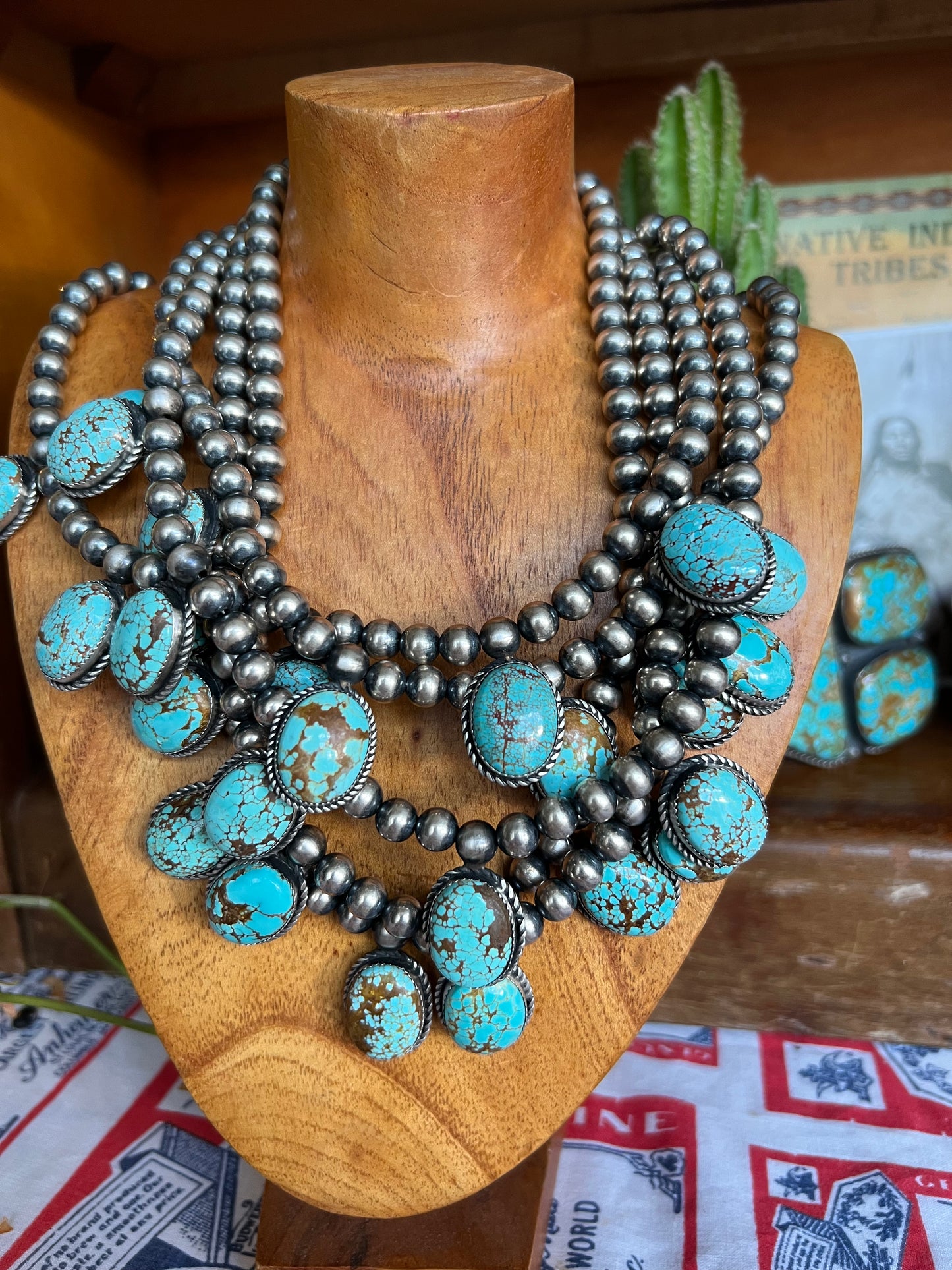 Turquoise 5 Stone Statement Necklace