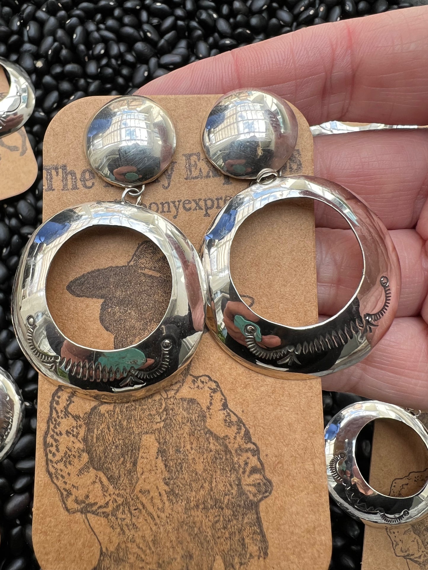 Sterling Silver Hand Stamped Disk Earrings