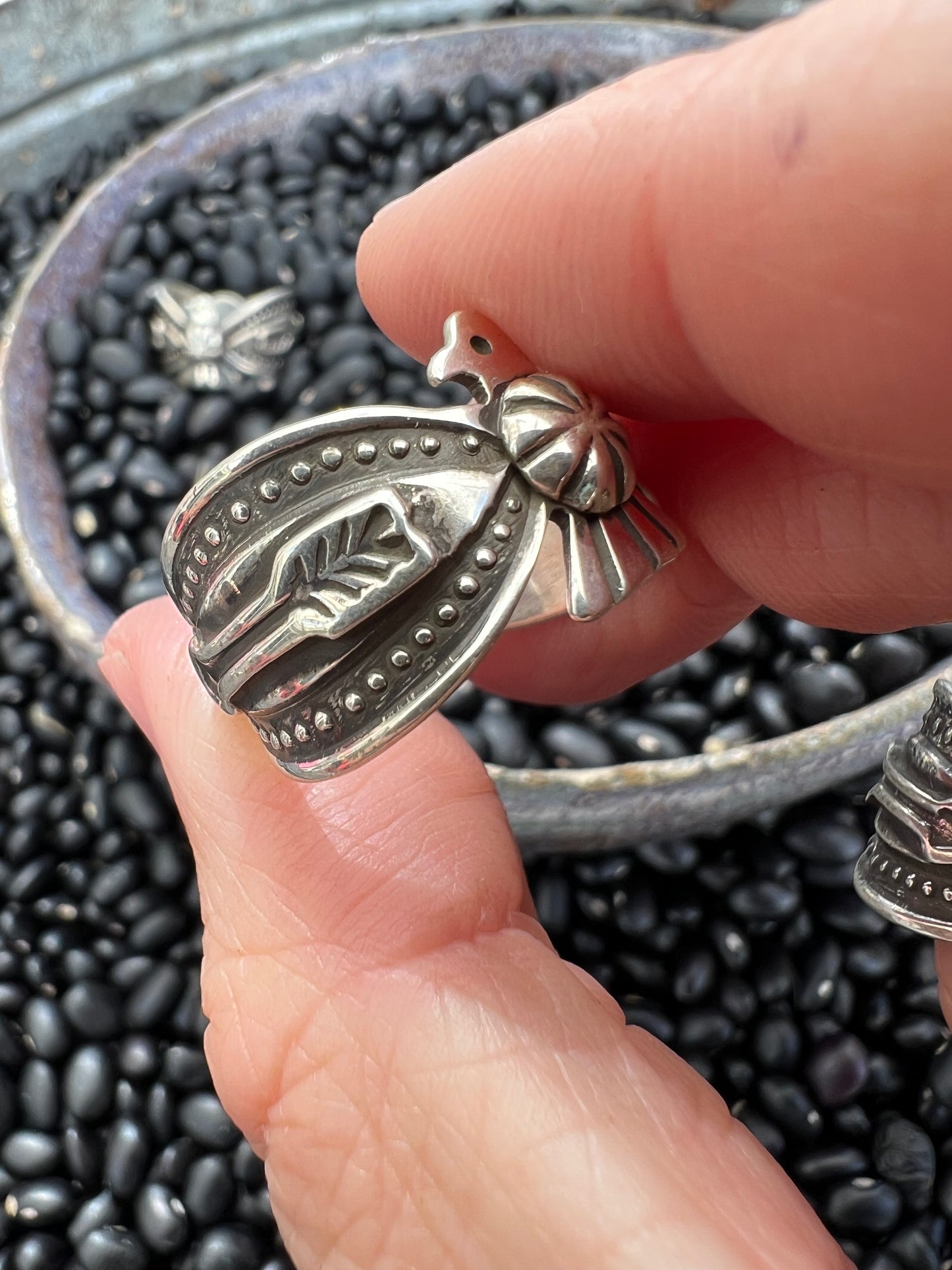 Hand Stamped Thunderbird Ring
