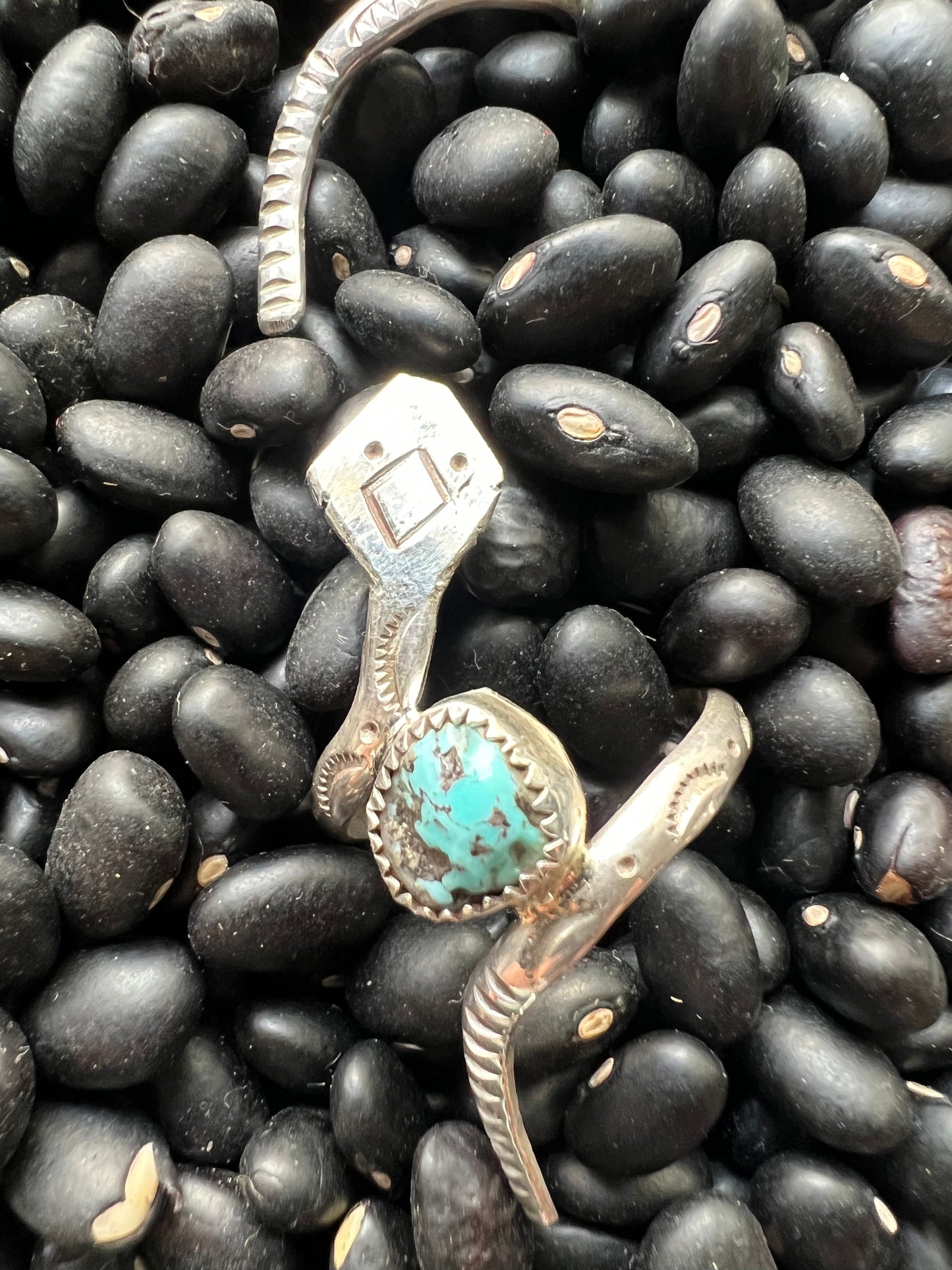 Hand stamped Snake with nugget Turquoise