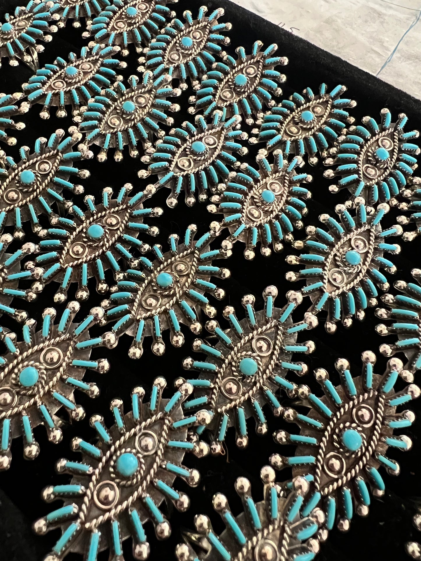 Zuni needlepoint evil eye Cluster Ring