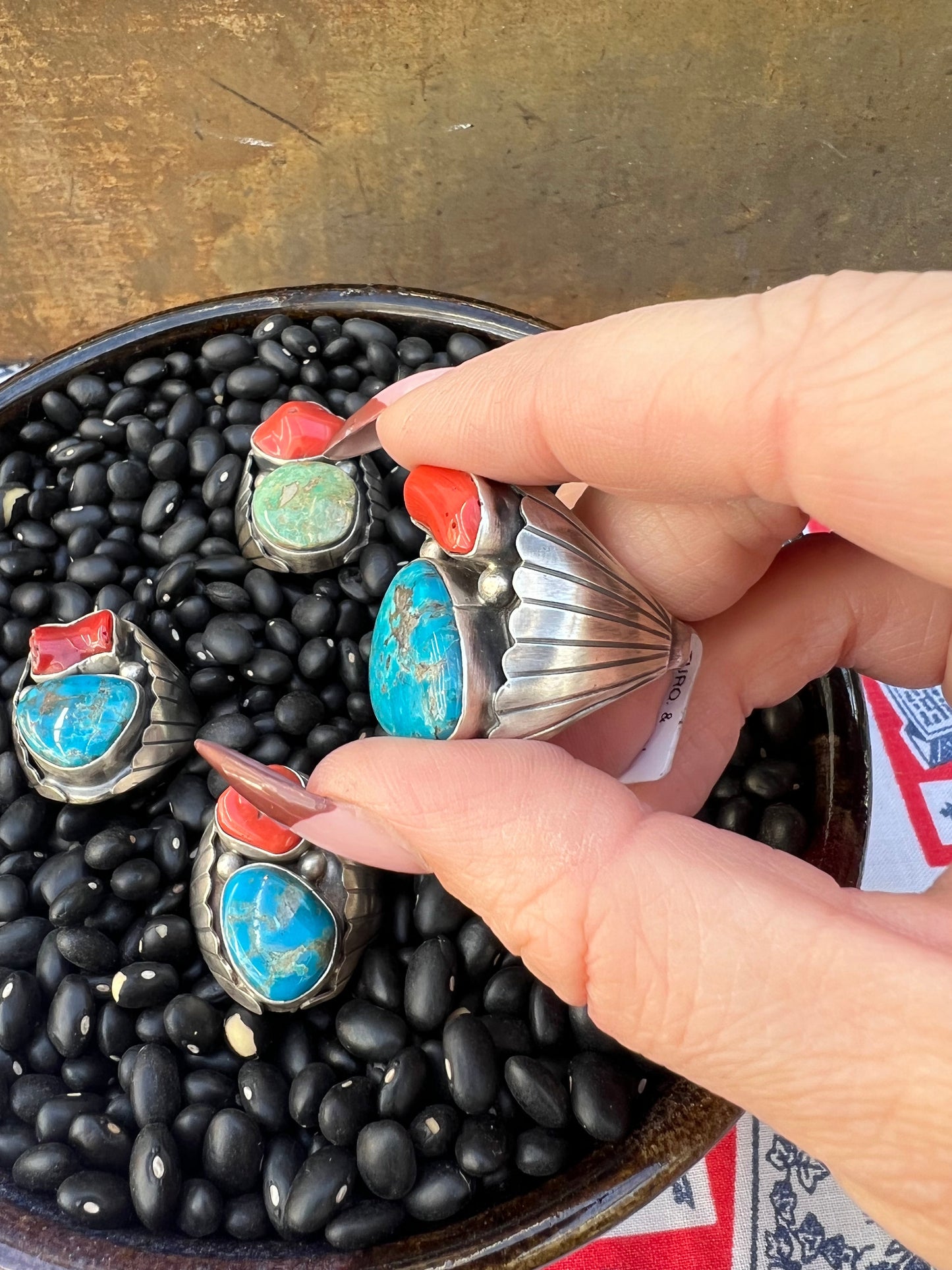 Heavy Mens Turquoise Vintage Style Ring