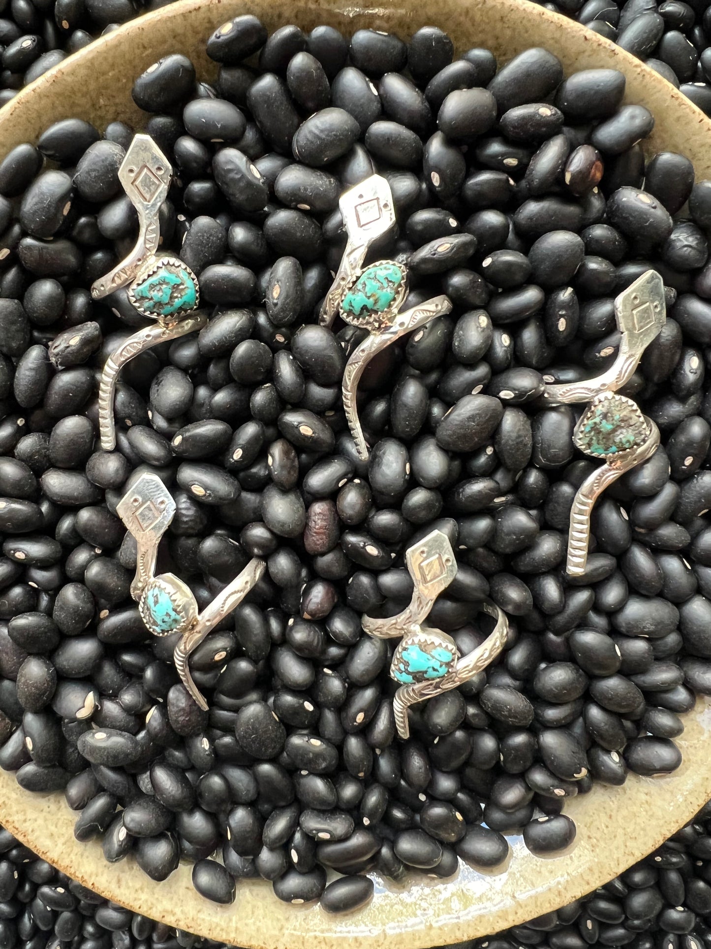 Hand stamped Snake with nugget Turquoise