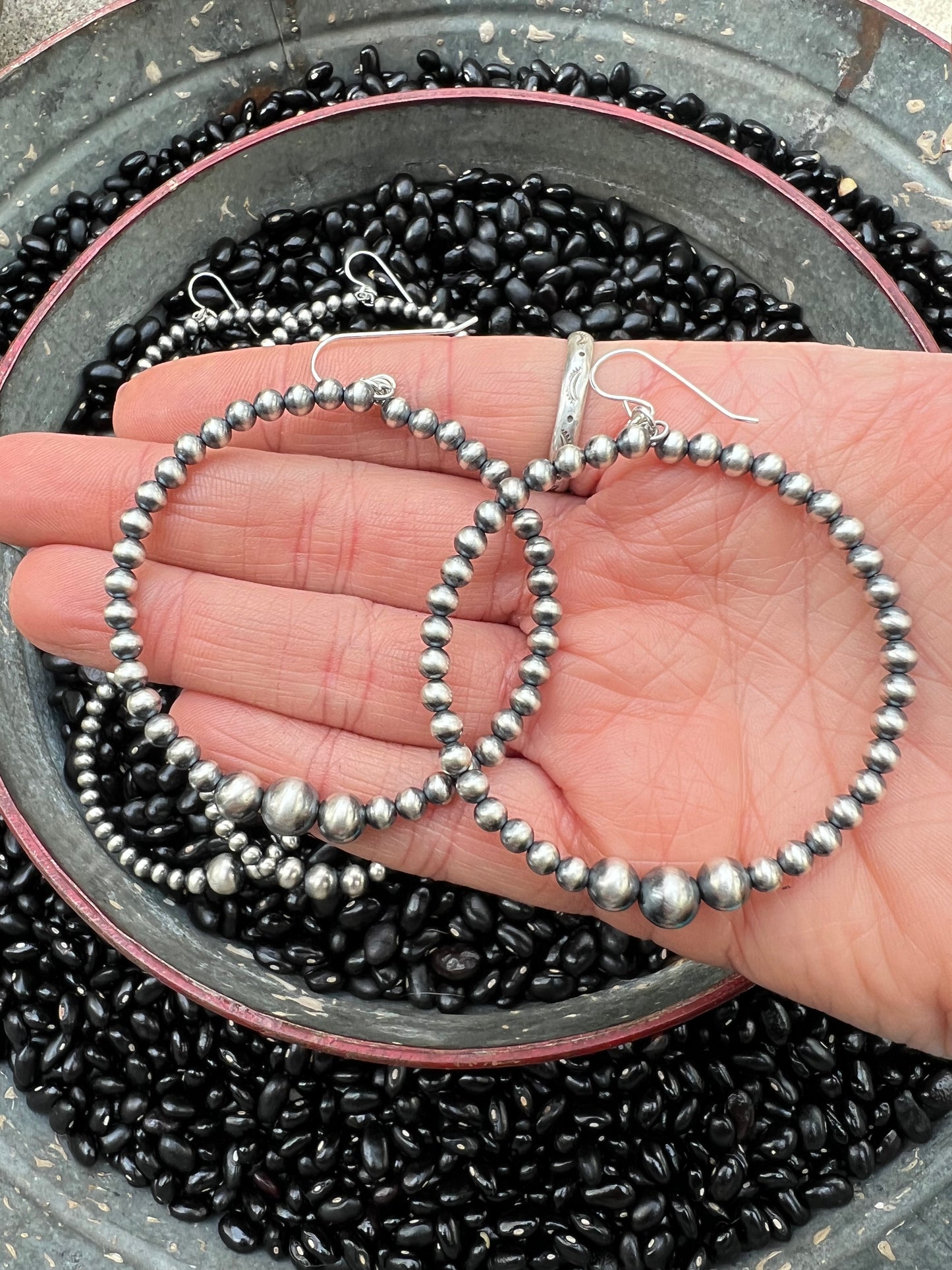 Sterling Silver Pearl Hoops