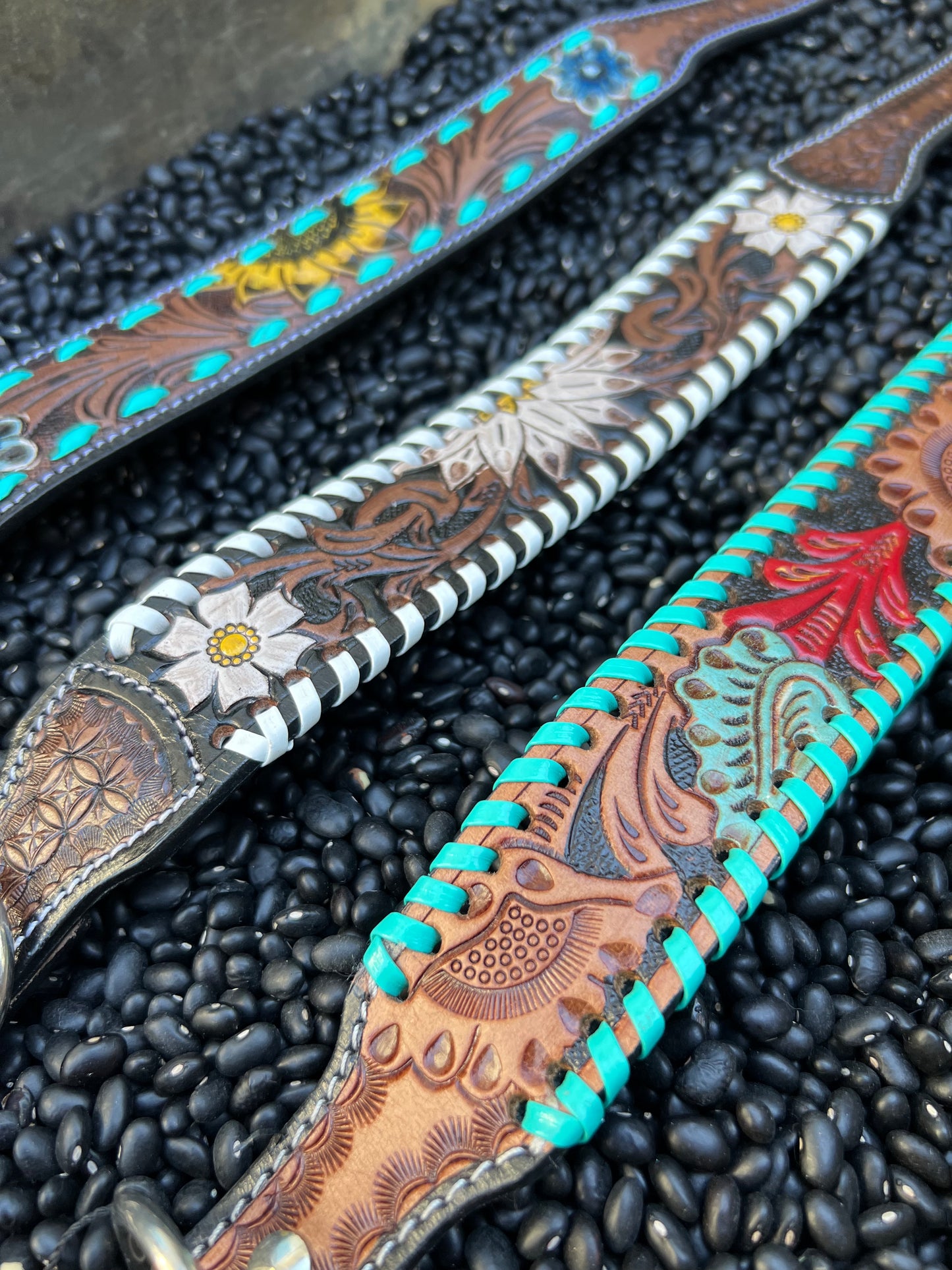 Leather Tooled Dog Collars