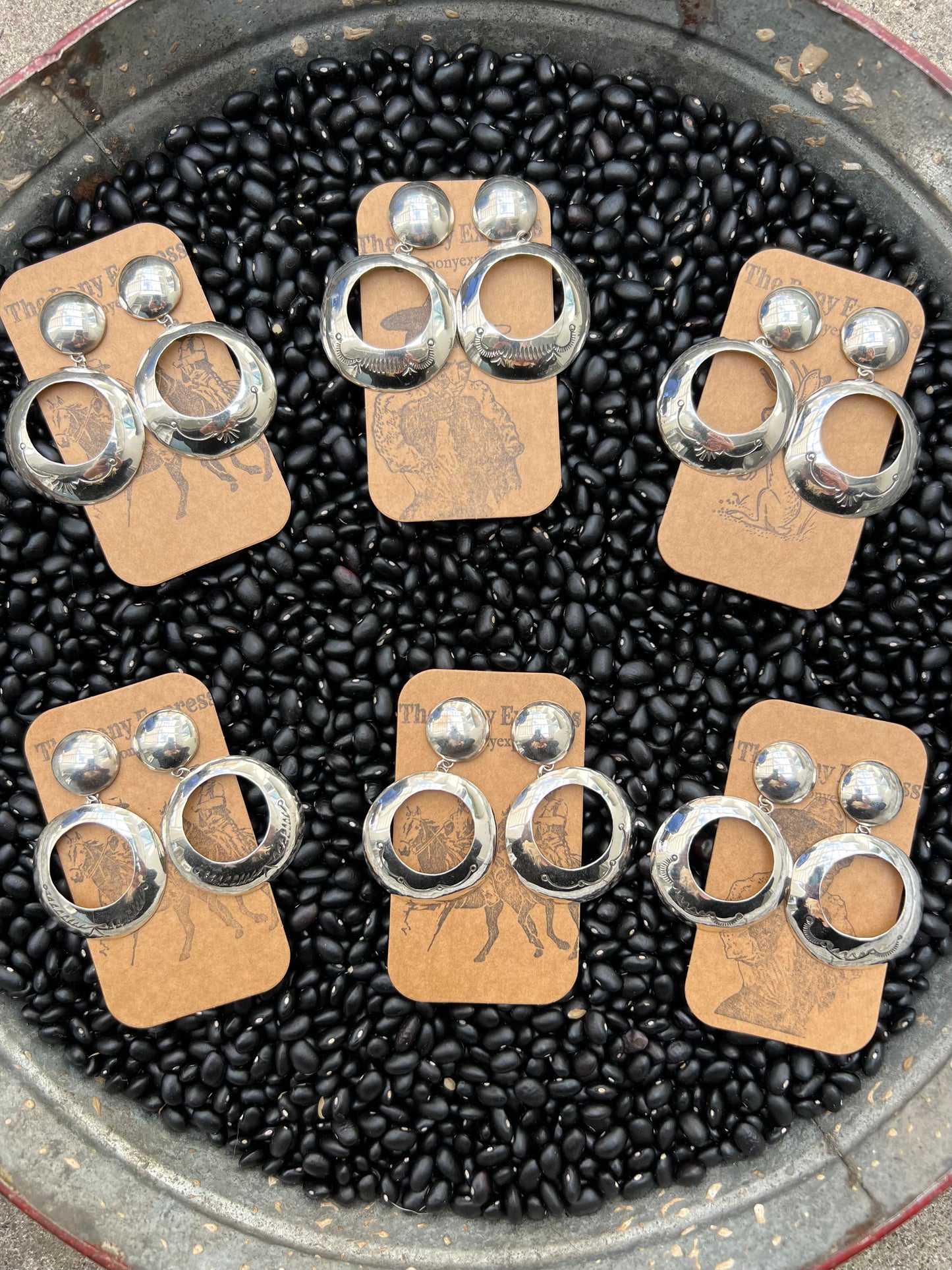 Sterling Silver Hand Stamped Disk Earrings