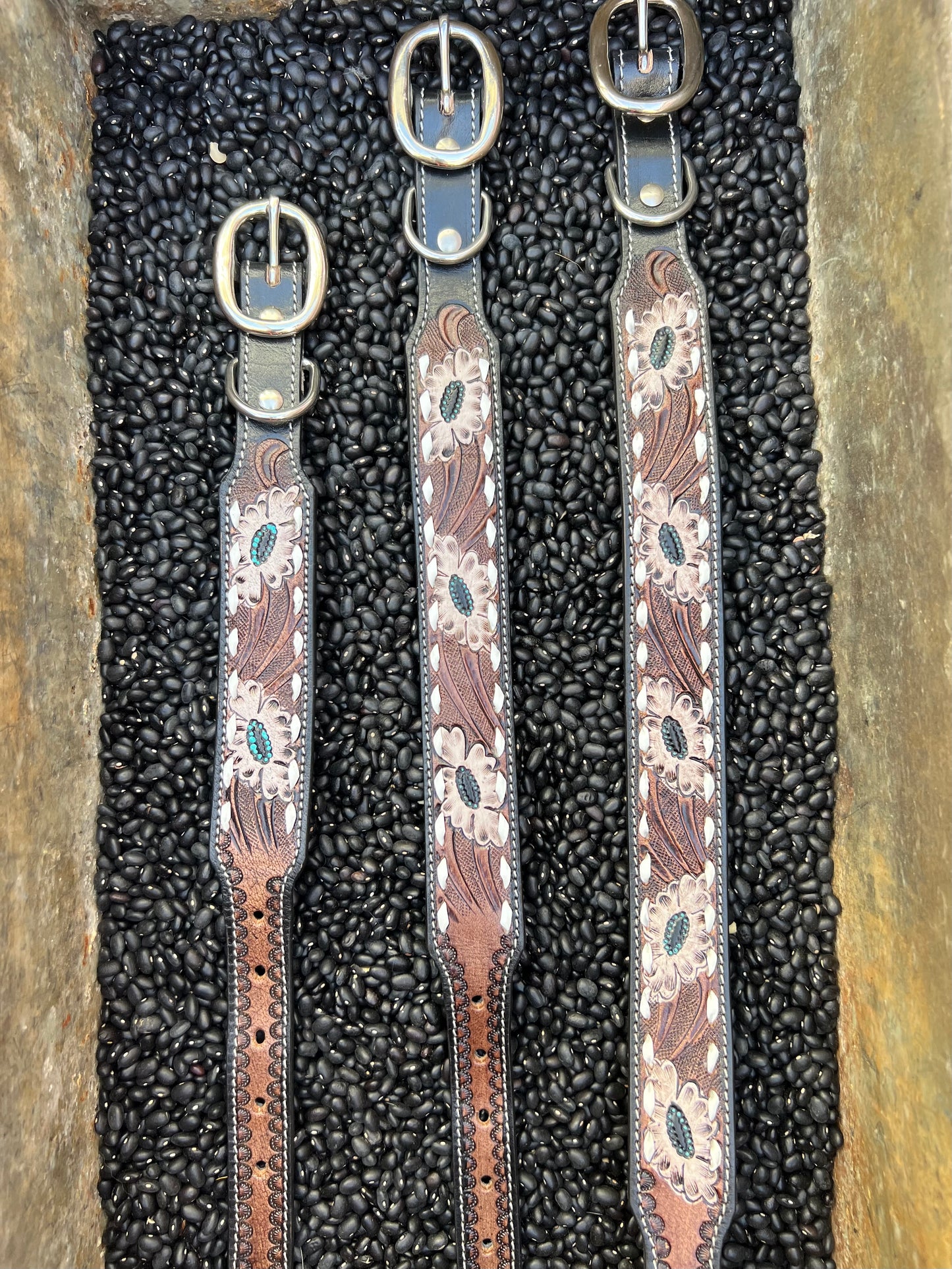 Leather Tooled Dog Collars