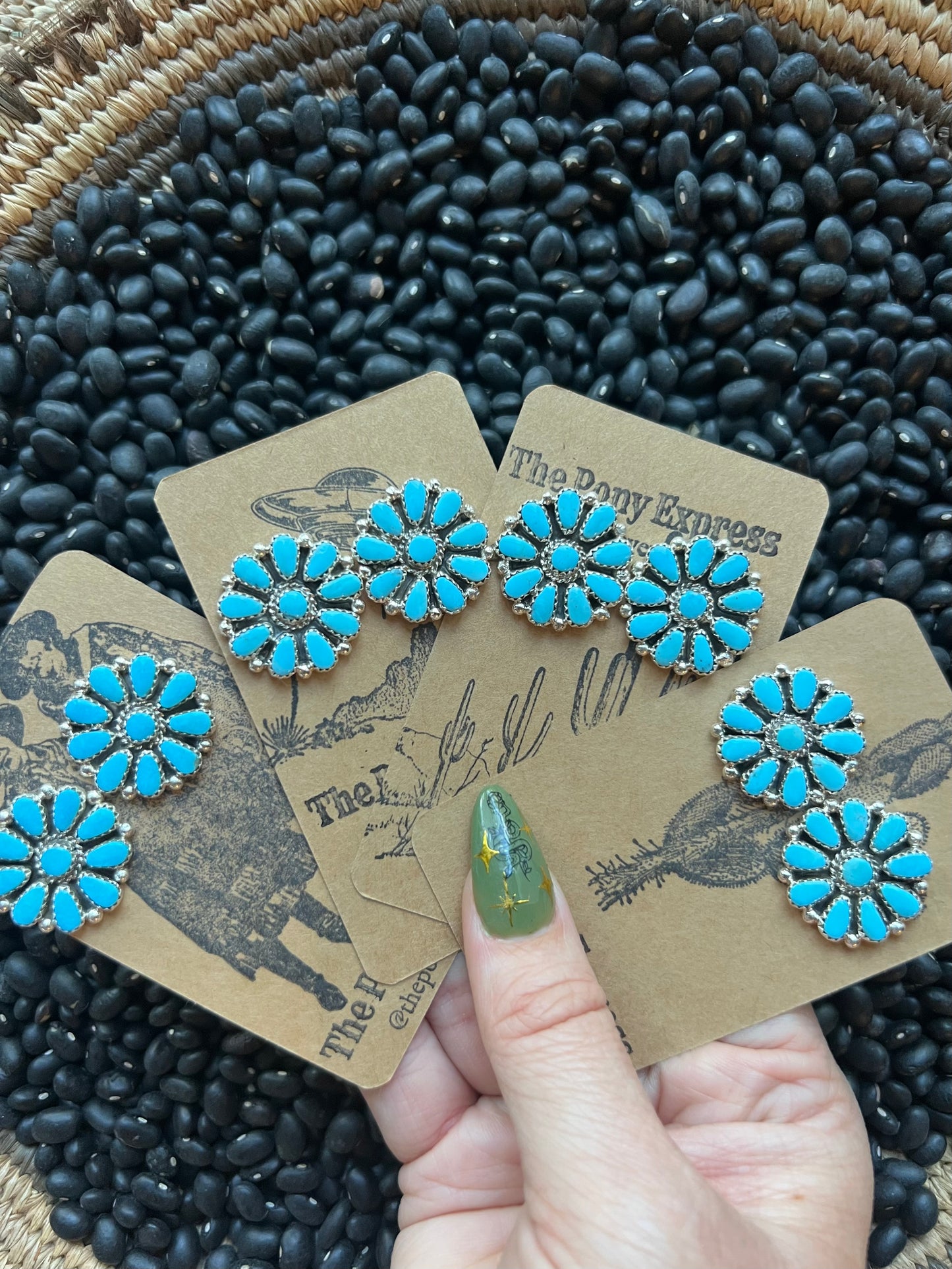 Sleeping Beauty Turquoise cluster stud earrings