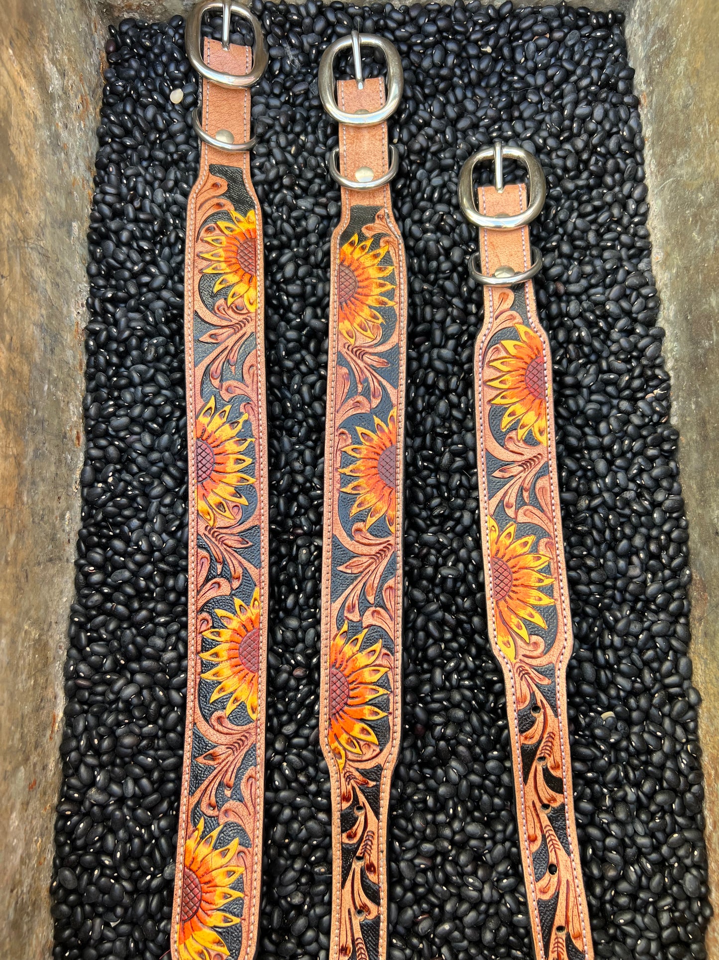 Leather Tooled Dog Collars
