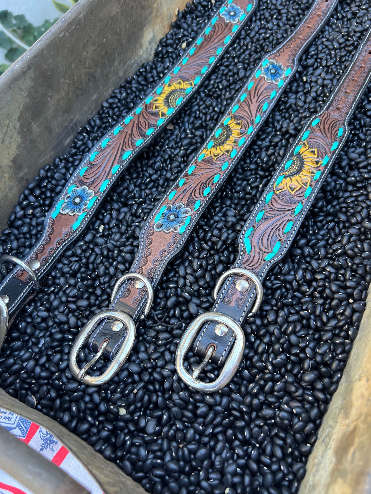 Leather Tooled Dog Collars