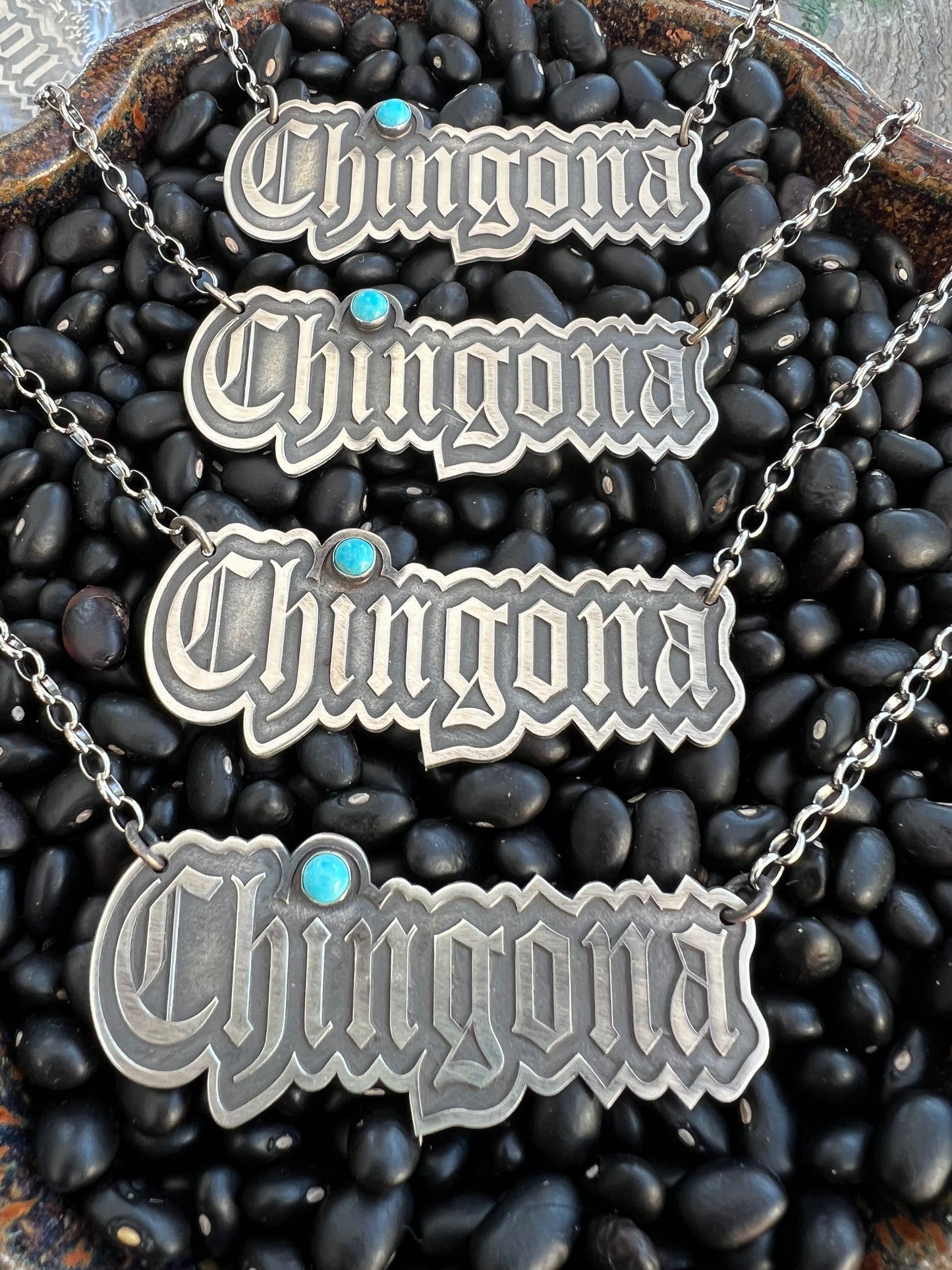 Chingona necklace nameplate 18” sterling silver