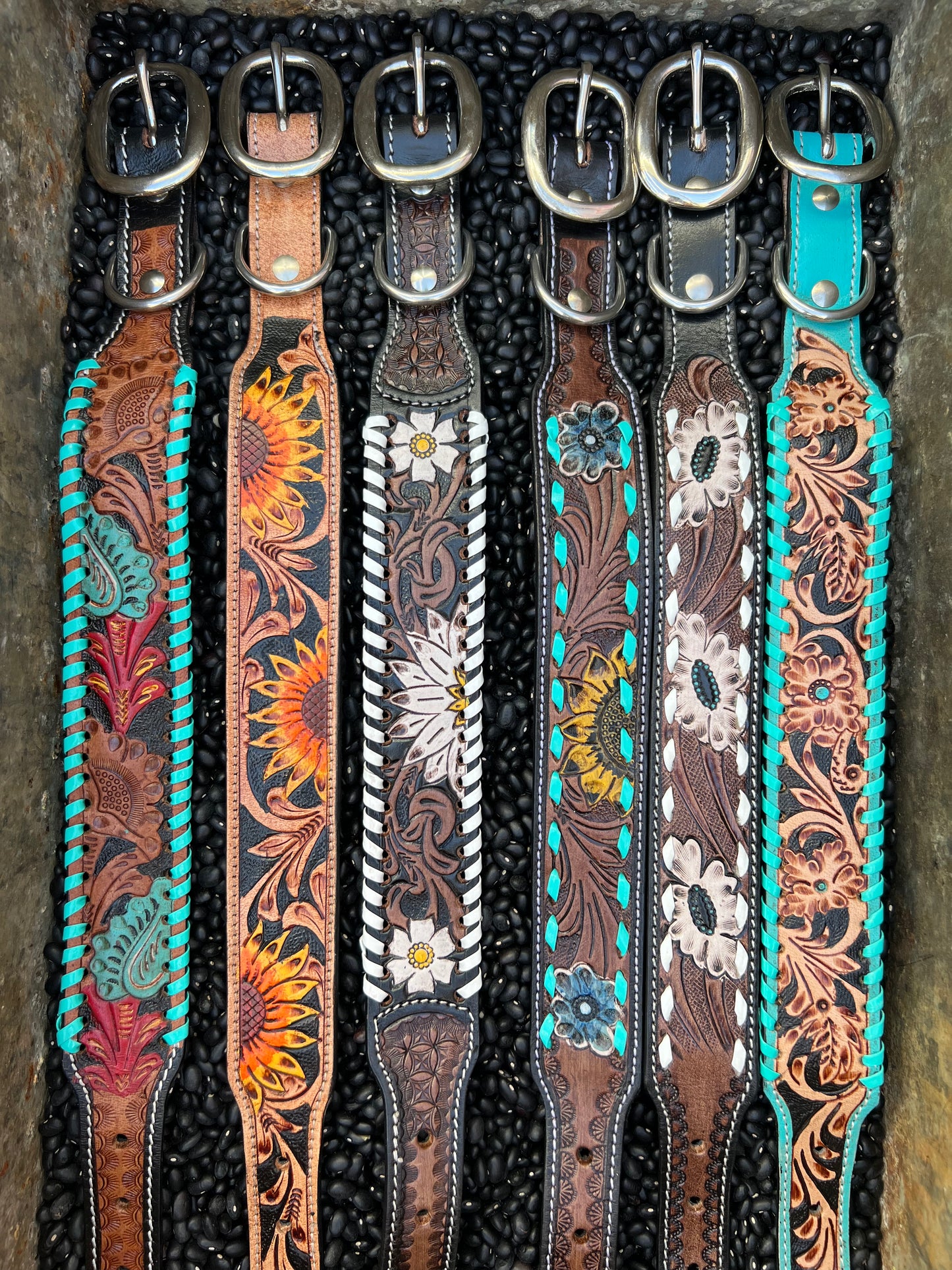 Leather Tooled Dog Collars