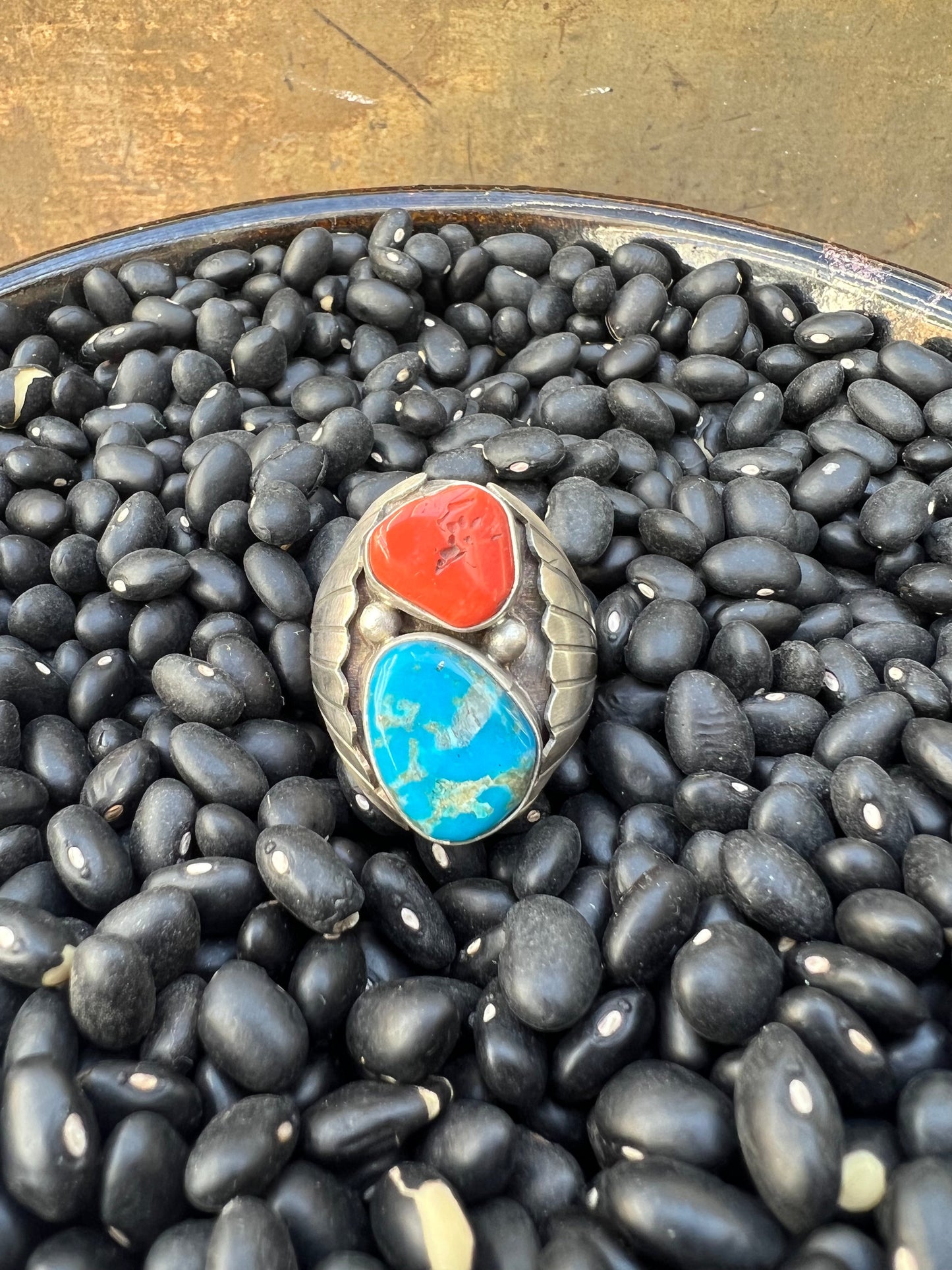 Heavy Mens Turquoise Vintage Style Ring