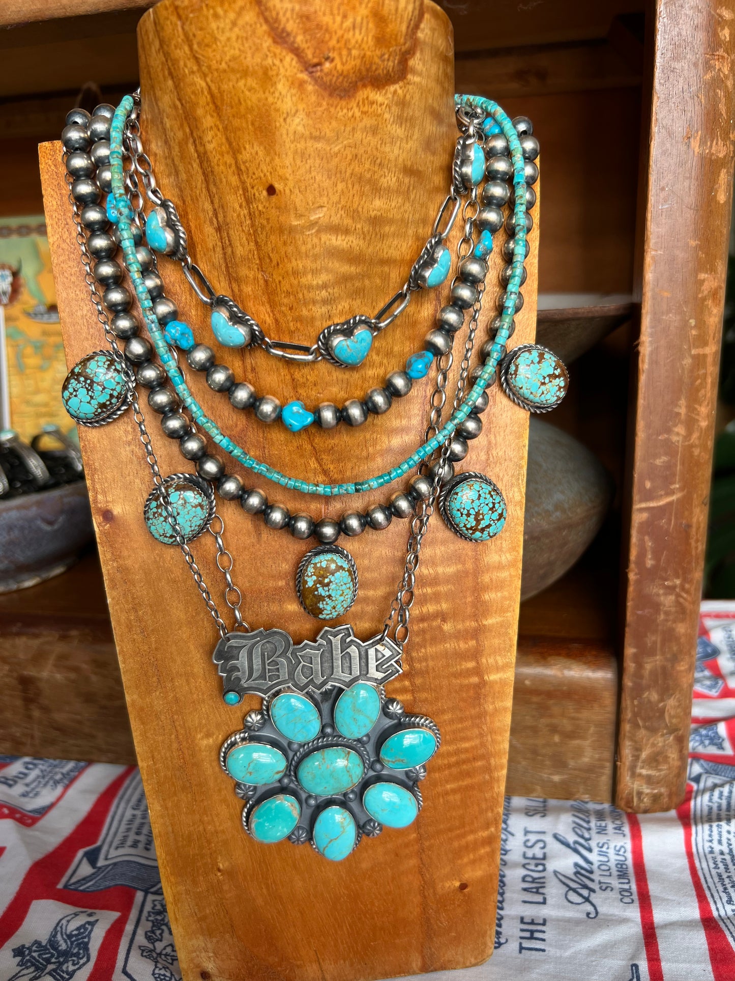 Turquoise 5 Stone Statement Necklace