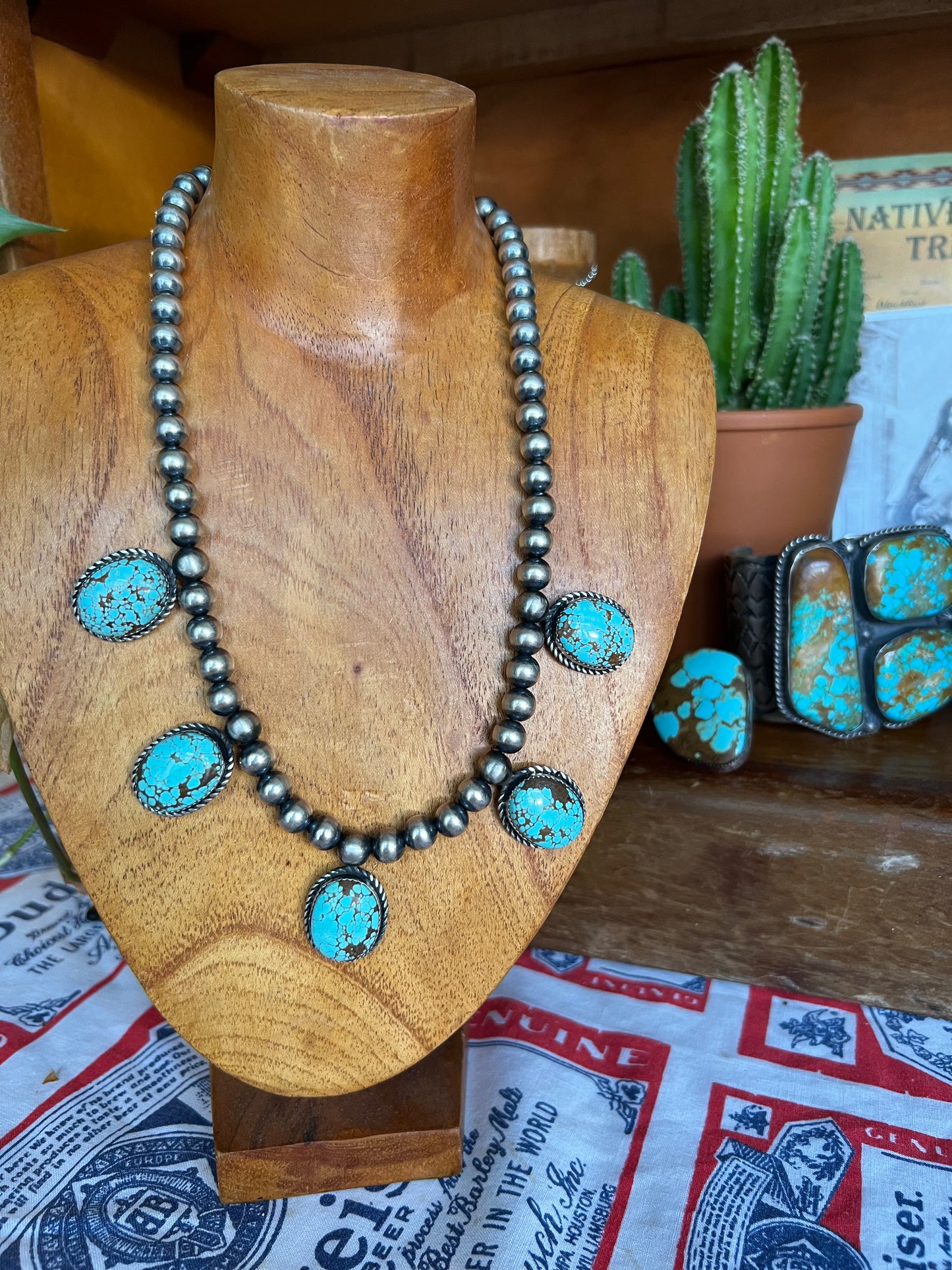 Turquoise 5 Stone Statement Necklace