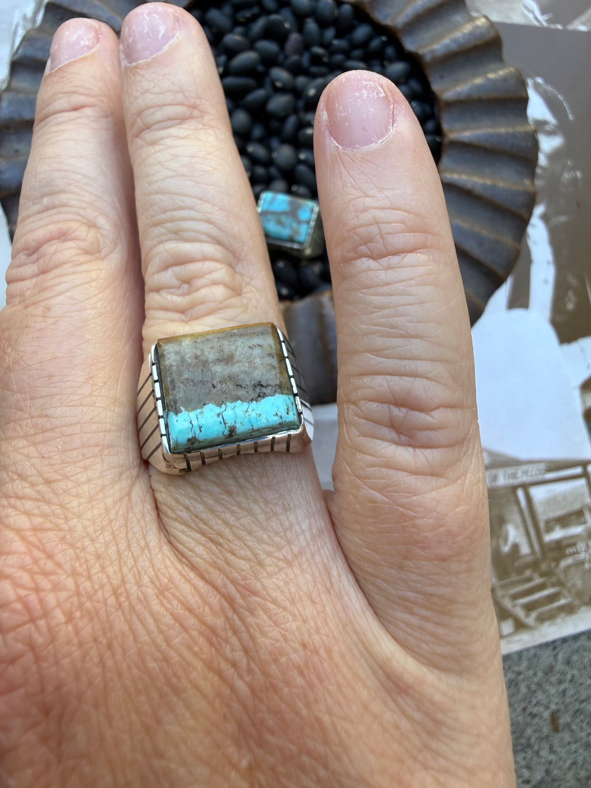 Turquoise Square Signet Ring