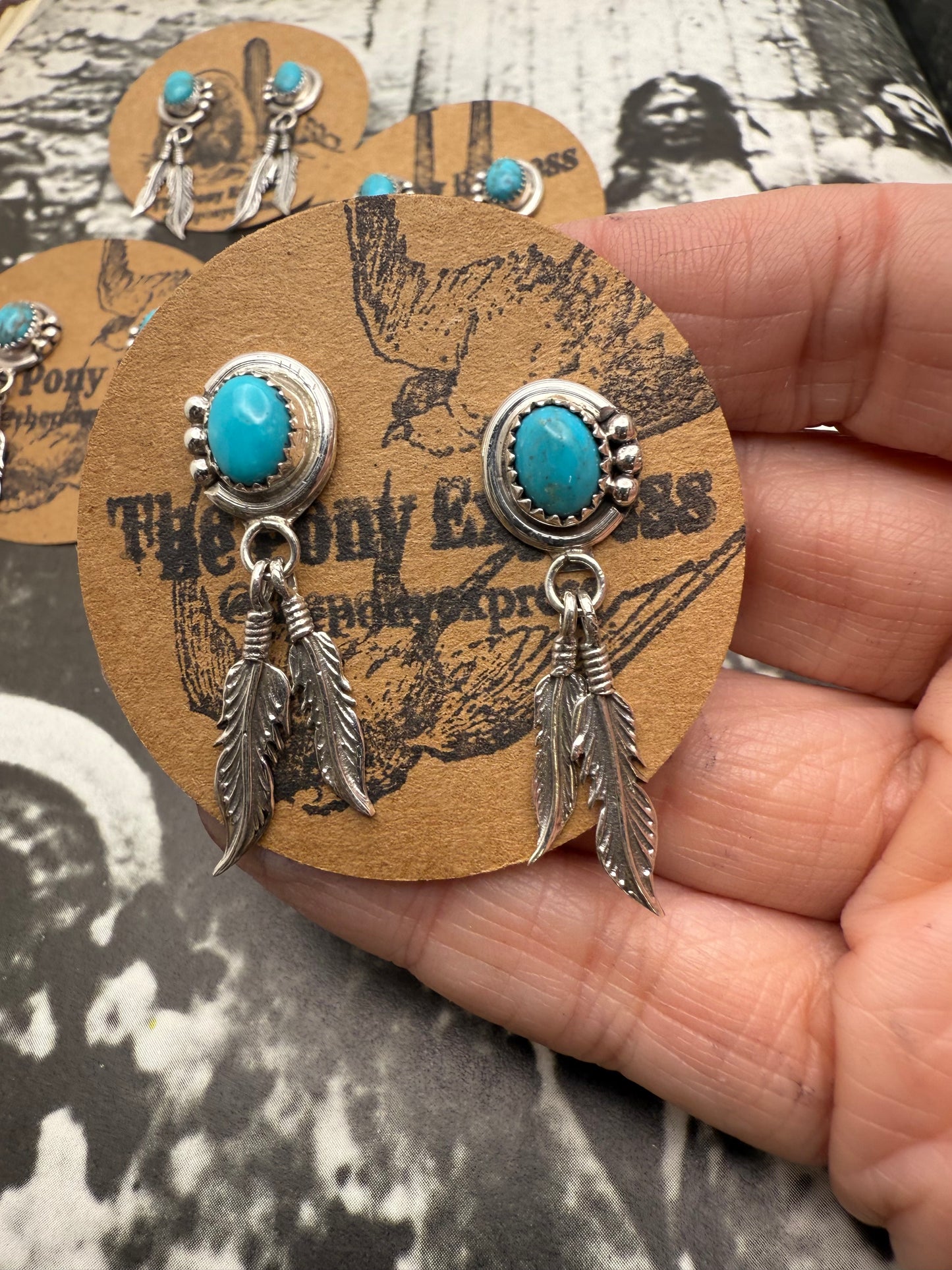 Turquoise Feather Dangles