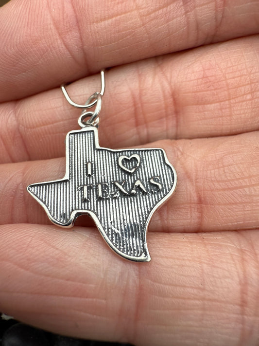 I ❤️ Texas Sterling Silver Charm