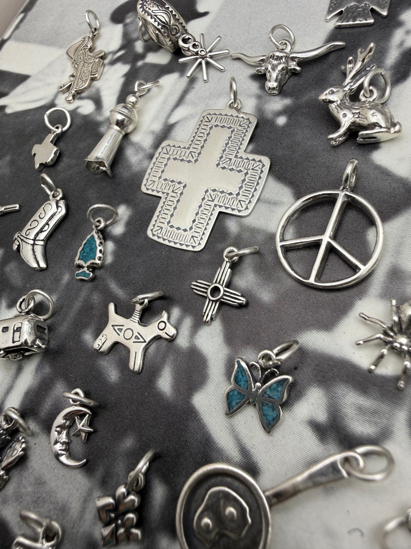 Southwestern Cross Sterling Silver Charm