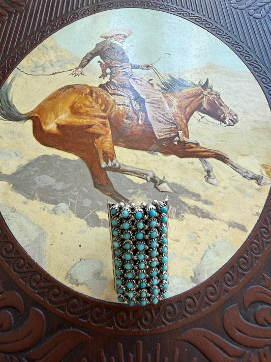 Zuni 50 Stone Needlepoint knuckle Buster Ring size 8.5