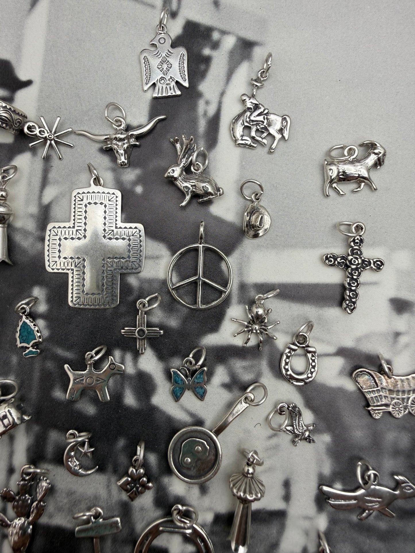 Southwestern Cross Sterling Silver Charm