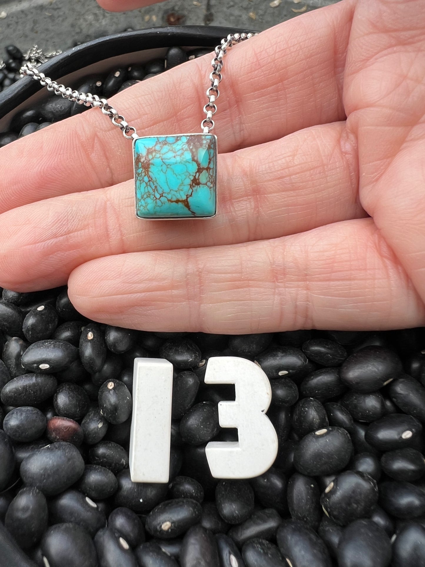 Kingman Turquoise Floating Square Necklace