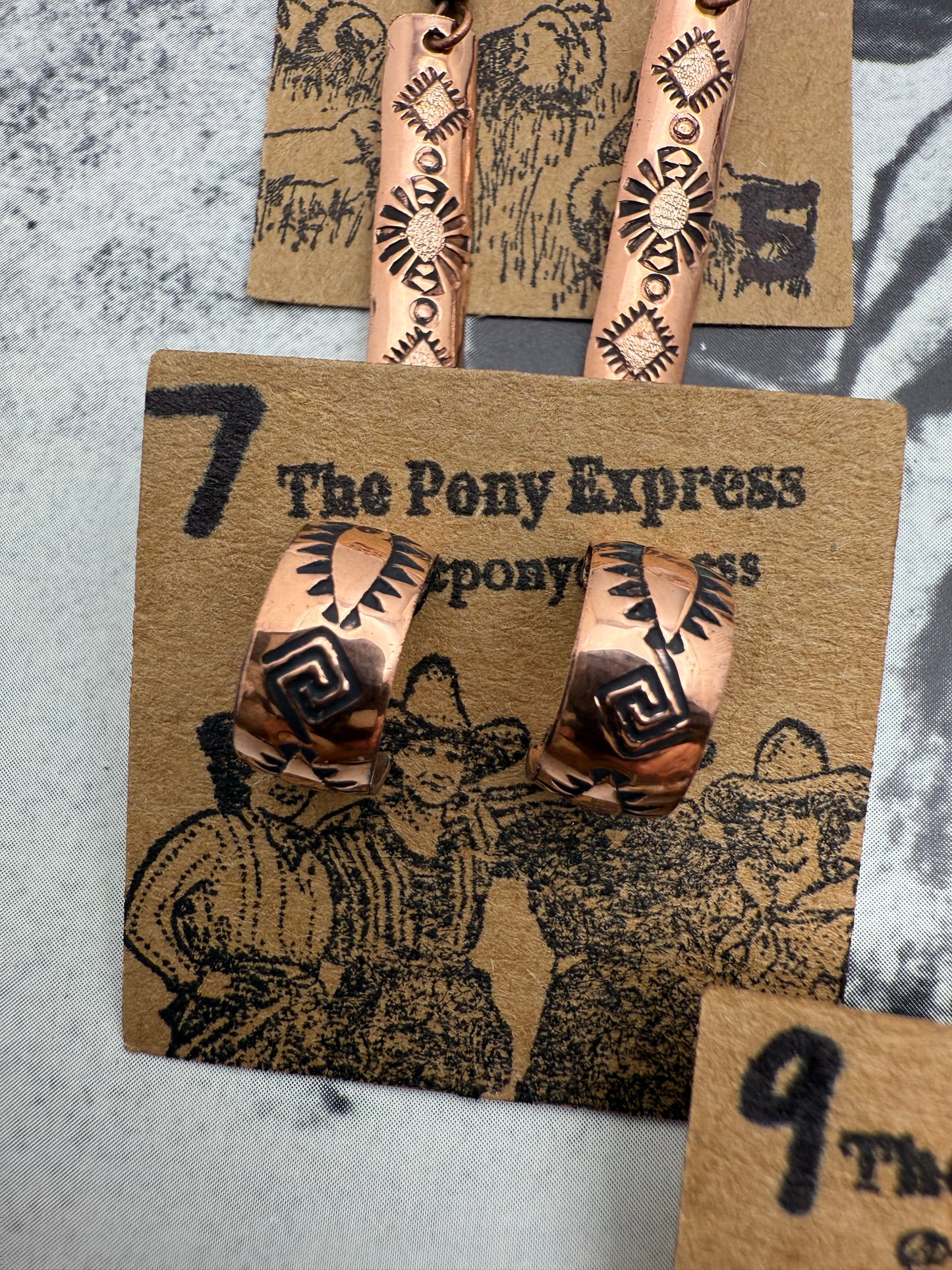 DOORBUSTER Stamped Copper Earrings and Huggies