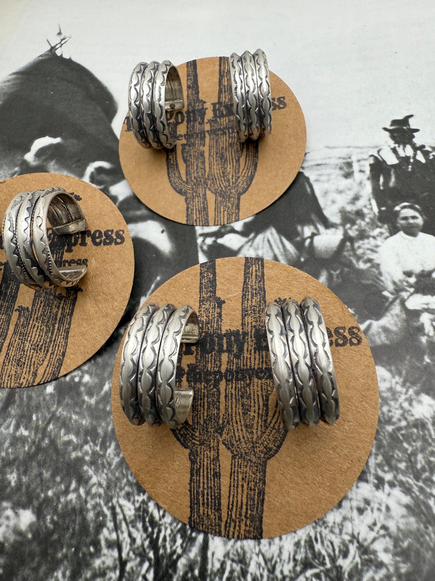 Triple Stamped Huggie Hoop