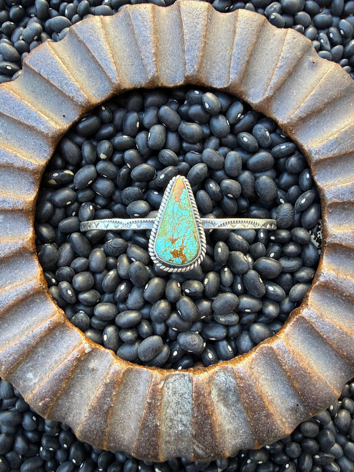 Turquoise Hand Stamped Cuff
