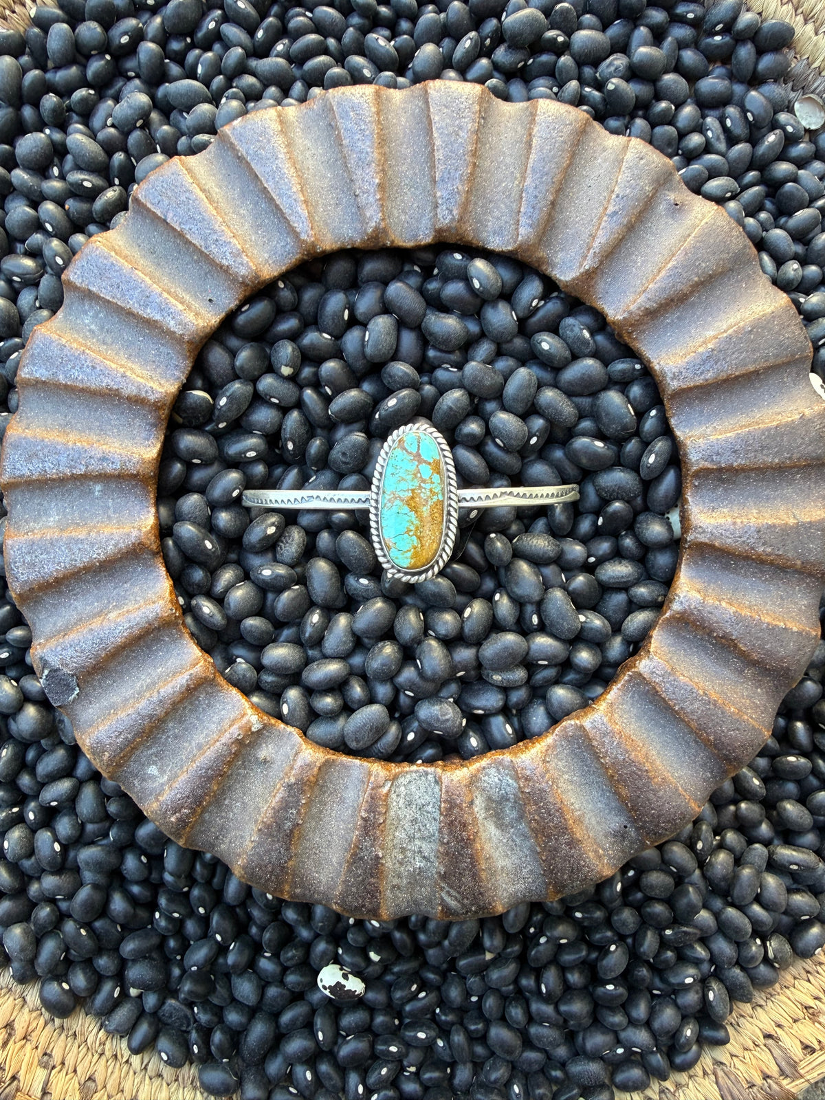 Turquoise Hand Stamped Cuff