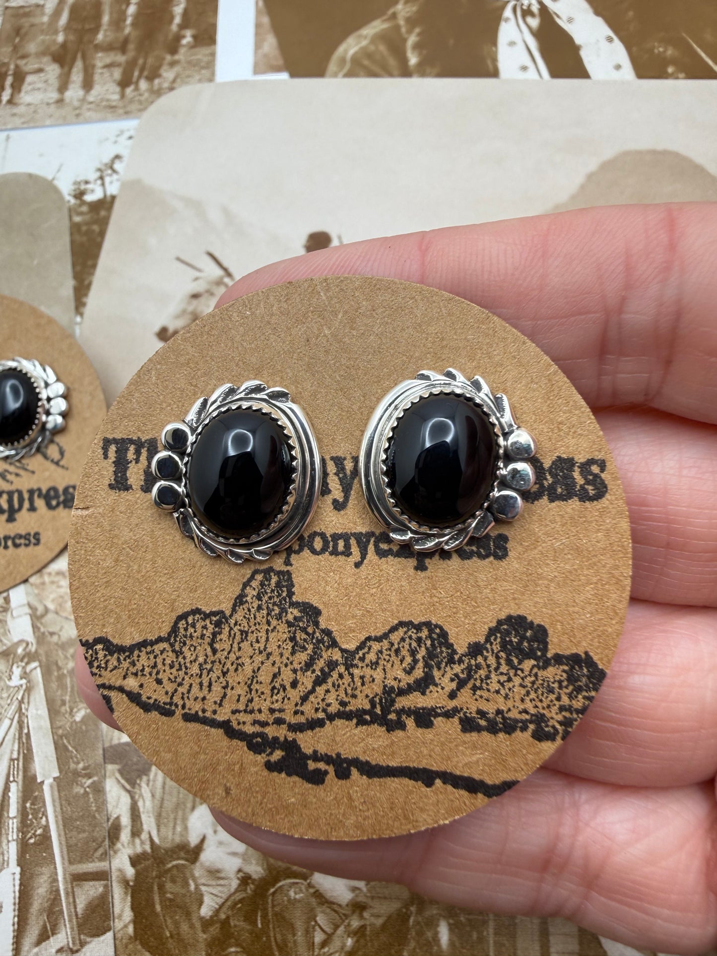 Onyx Studs with Detail