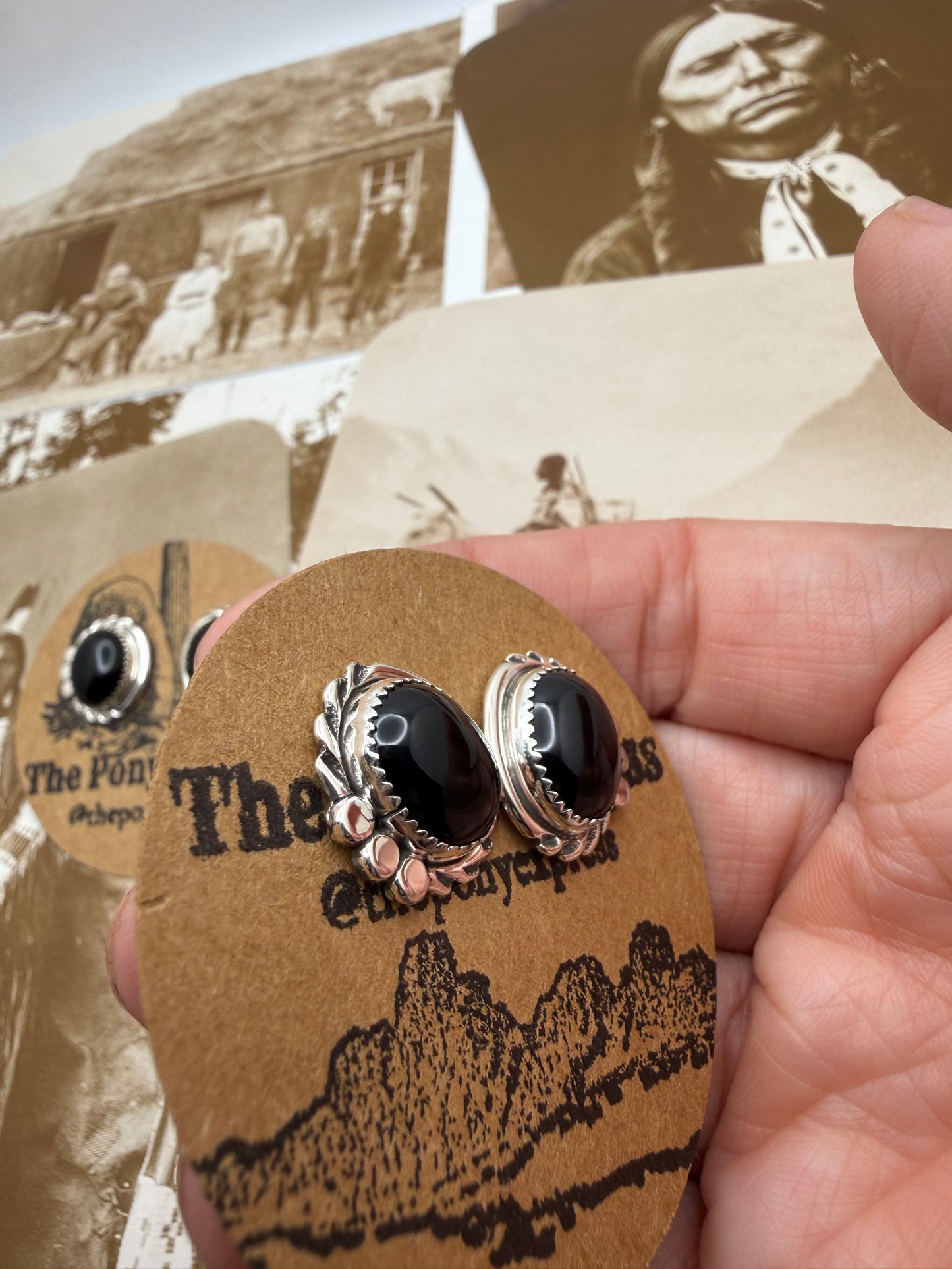 Onyx Studs with Detail