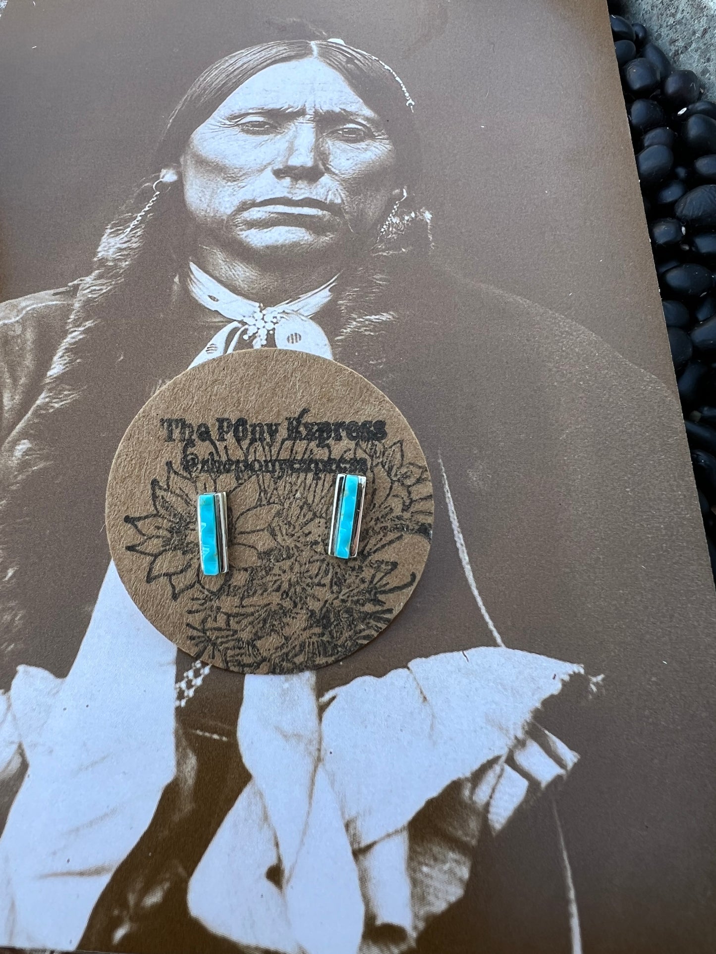 Small Turquoise Bar Studs