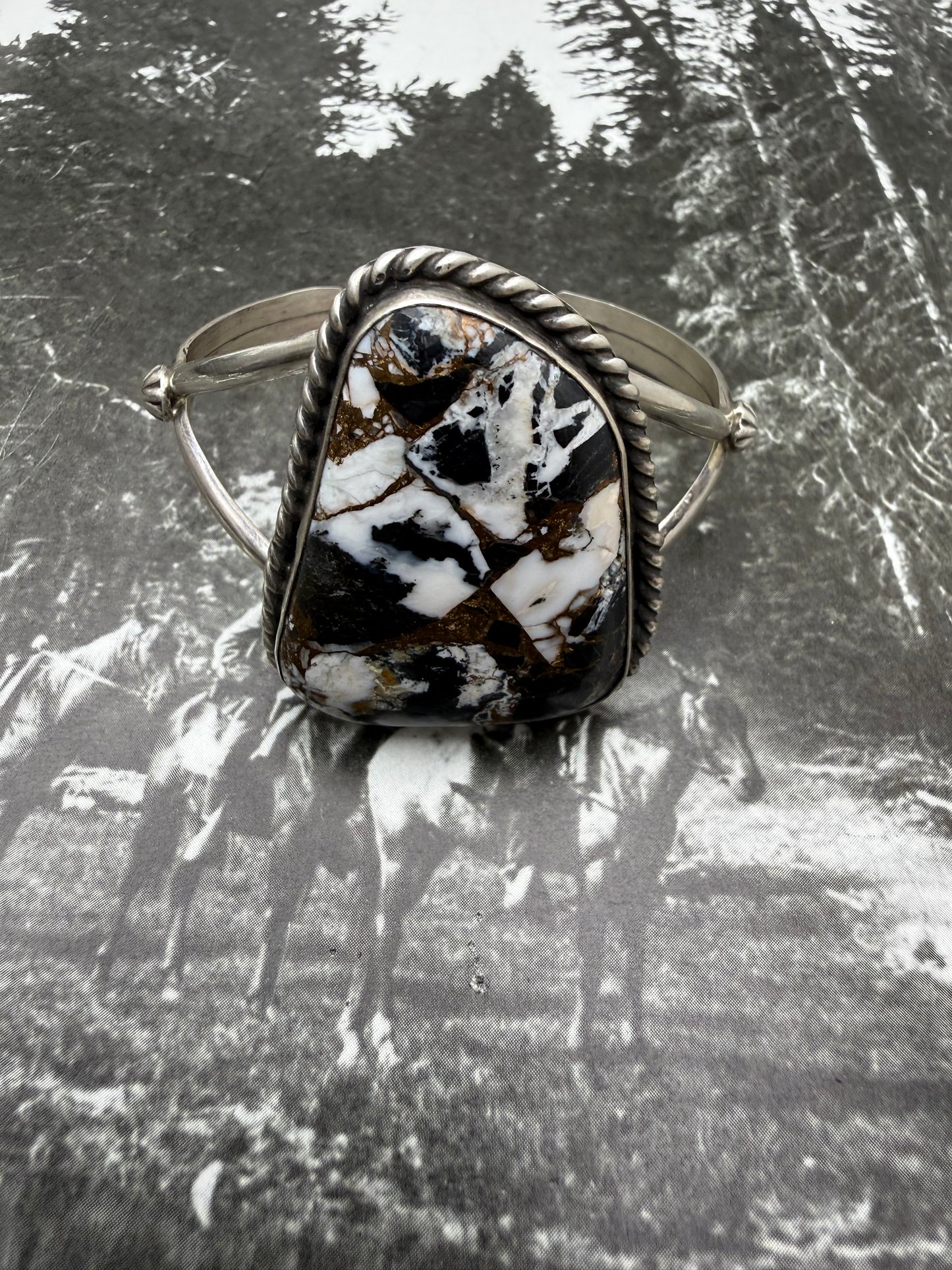 White Buffalo Bronze Cuff