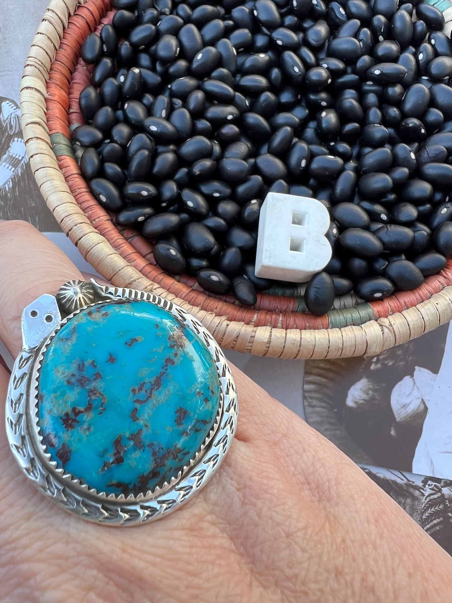 Large Cerillos Turquoise Snake Ring