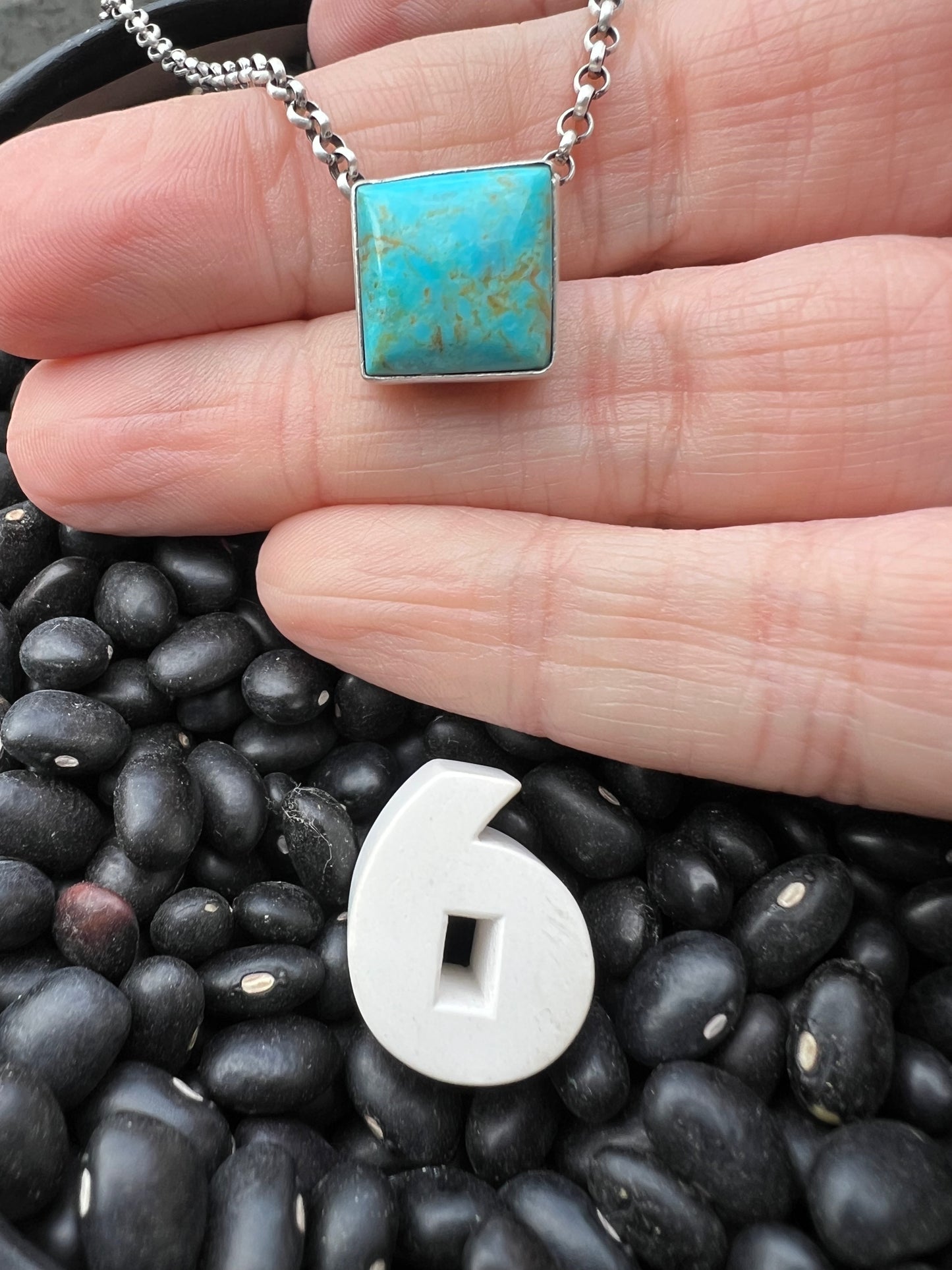 Kingman Turquoise Floating Square Necklace